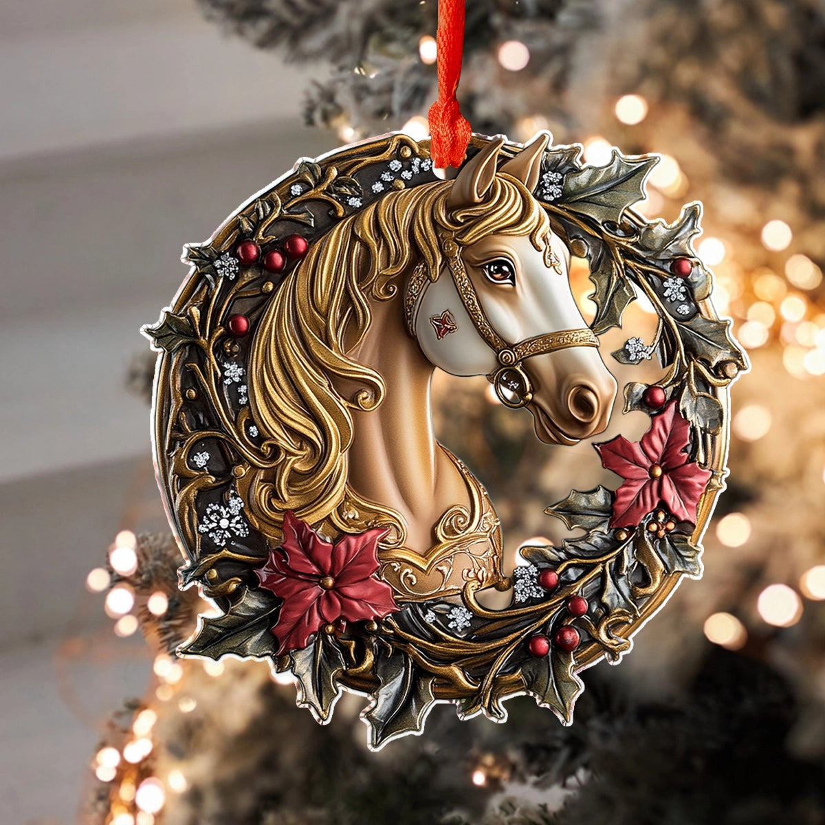 Bestchoo 2D Acrylic Ornament Majestic Holiday Steed