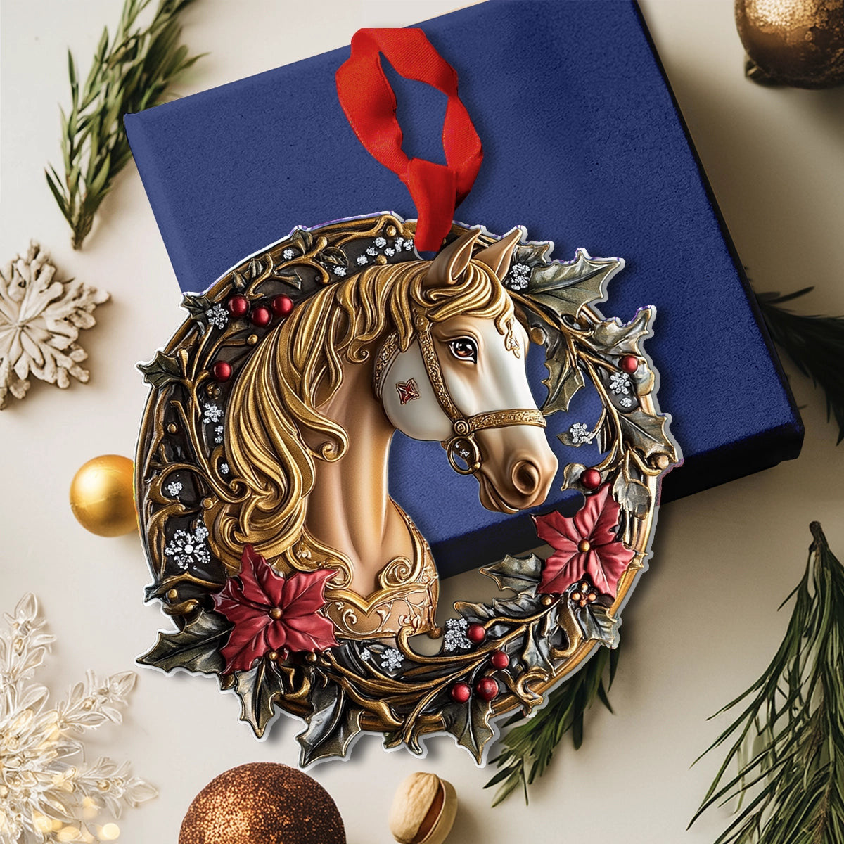 Bestchoo 2D Acrylic Ornament Majestic Holiday Steed