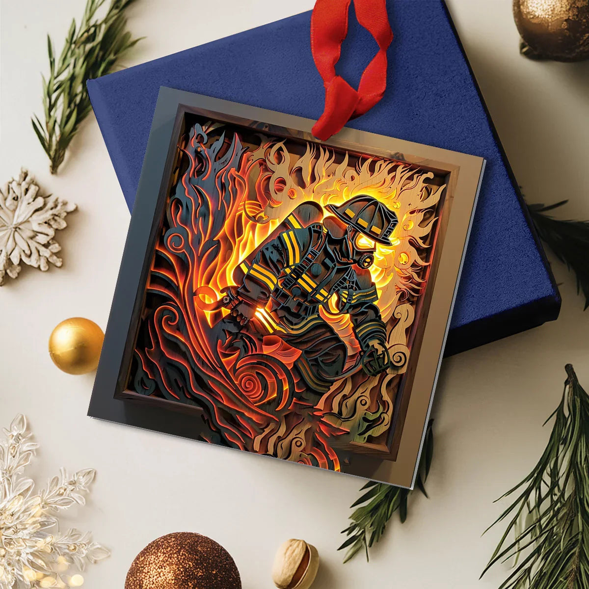 Bestchoo Acrylic Ornament Firefighter : First Responder Flask Set