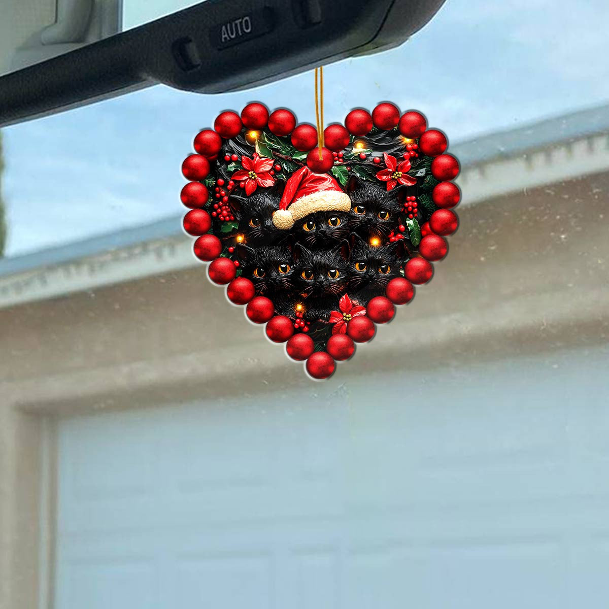 Bestchoo 2D Acrylic Ornament Gorgeous Black Cats Heart