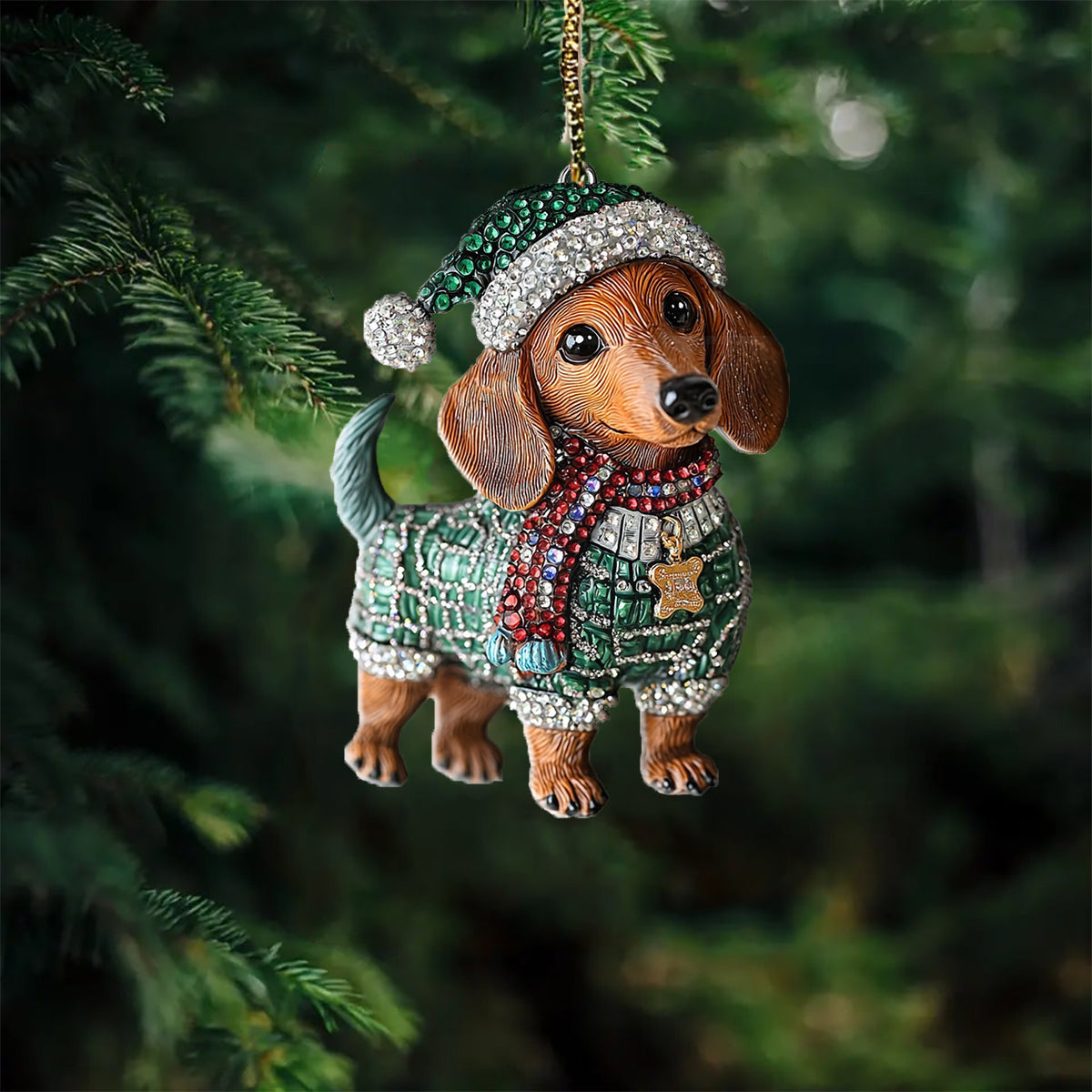 Bestchoo 2D Acrylic Ornament Sweater Dachshund
