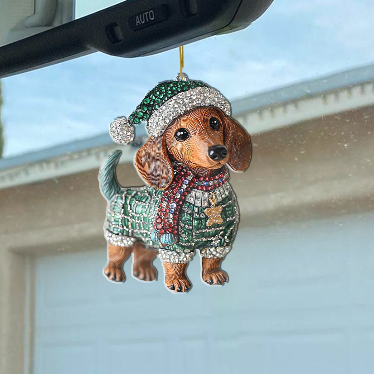 Bestchoo 2D Acrylic Ornament Sweater Dachshund