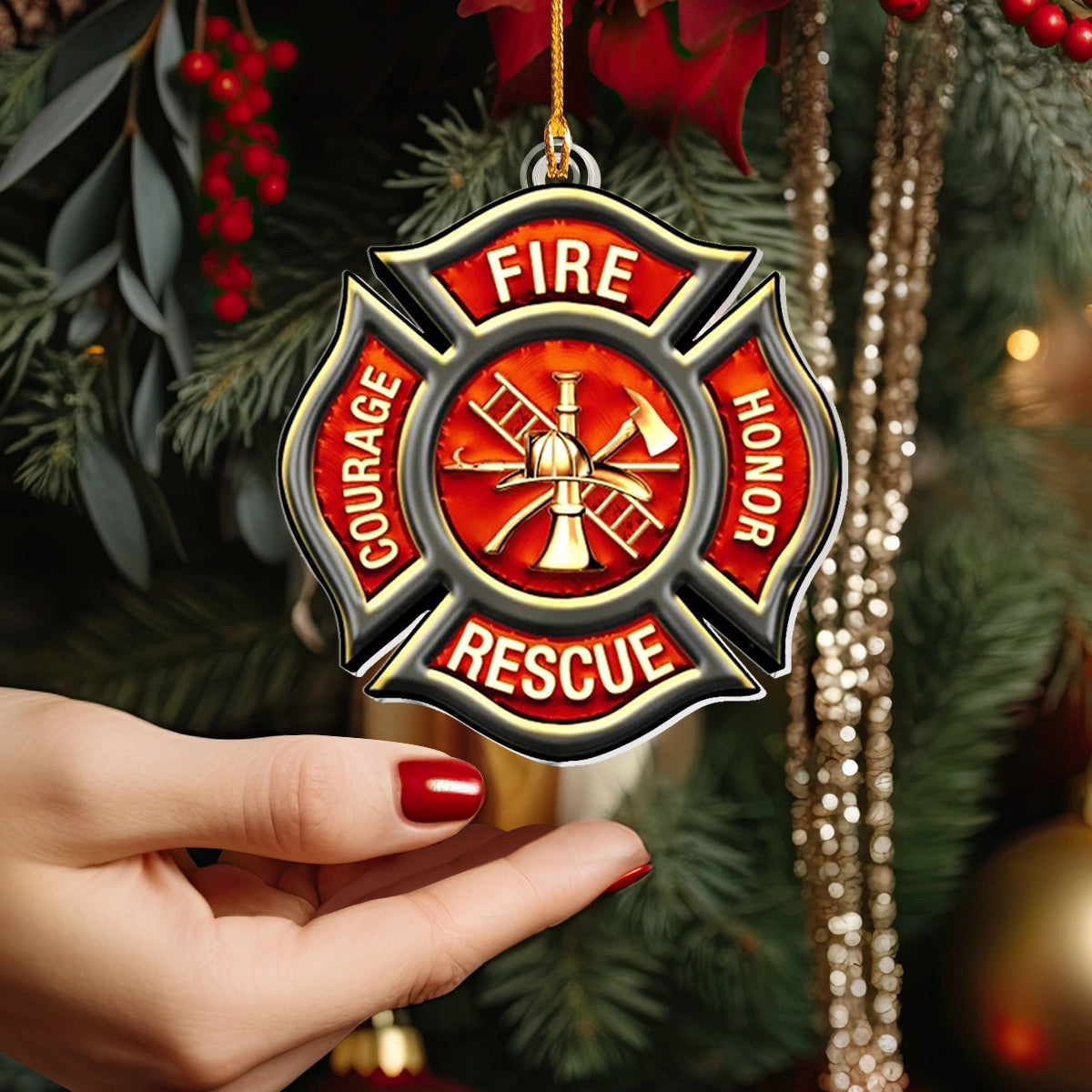 Bestchoo Acrylic Ornament Firefighter's Maltese Cross