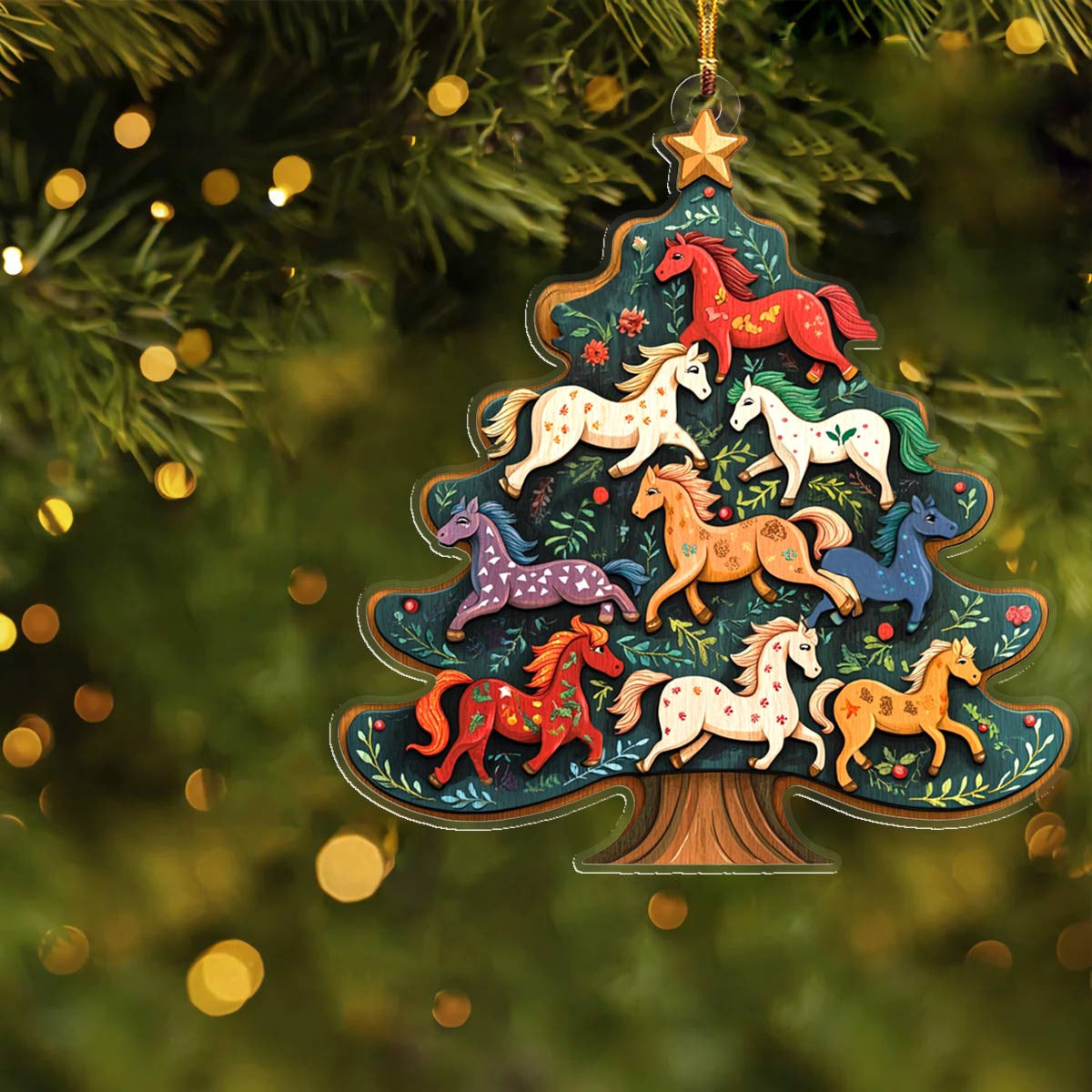 Bestchoo 2D Acrylic Ornament Charming Horses