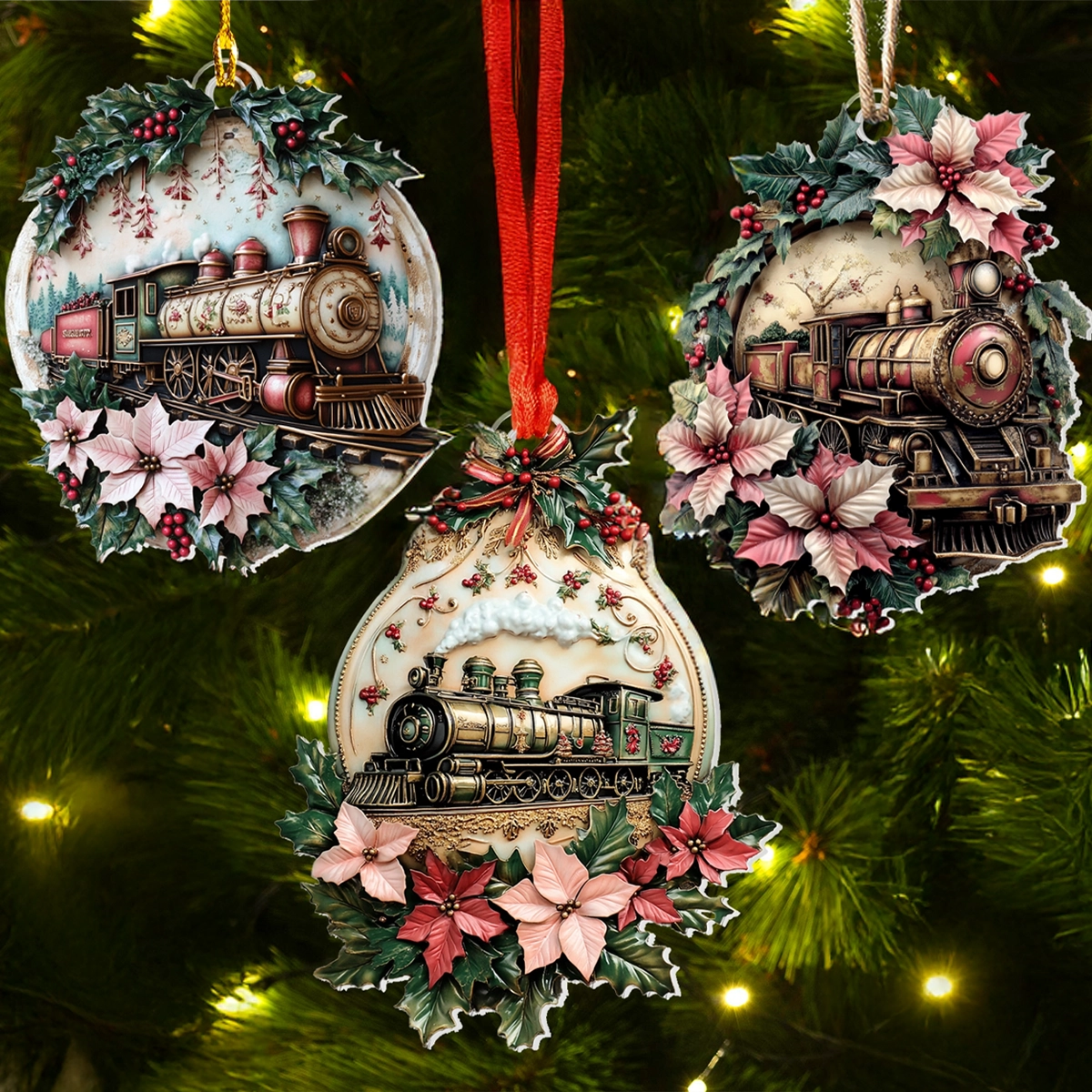 Bestchoo 2D Acrylic Ornament - Vintage Christmas Train