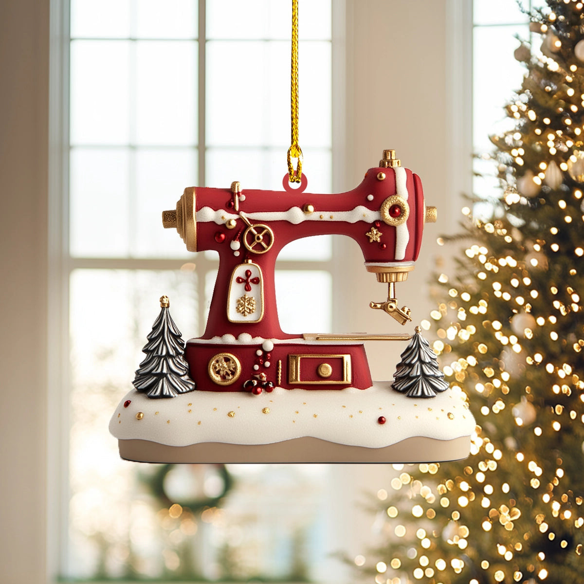 Bestchoo 2D Acrylic Ornament Christmas Vibe Sewing Machine