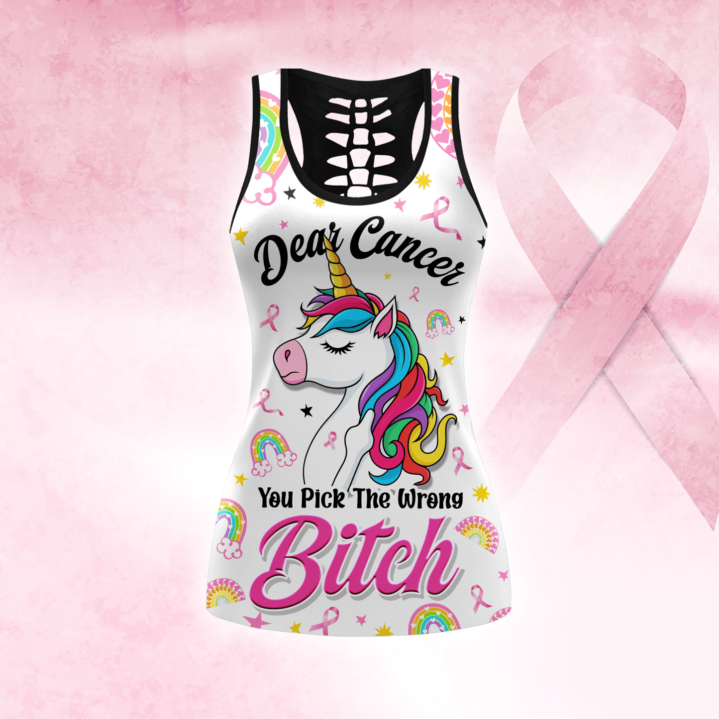 Dear Cancer, You Pick The Wrong Bitch - Combo Legging Breast Cancer Awareness