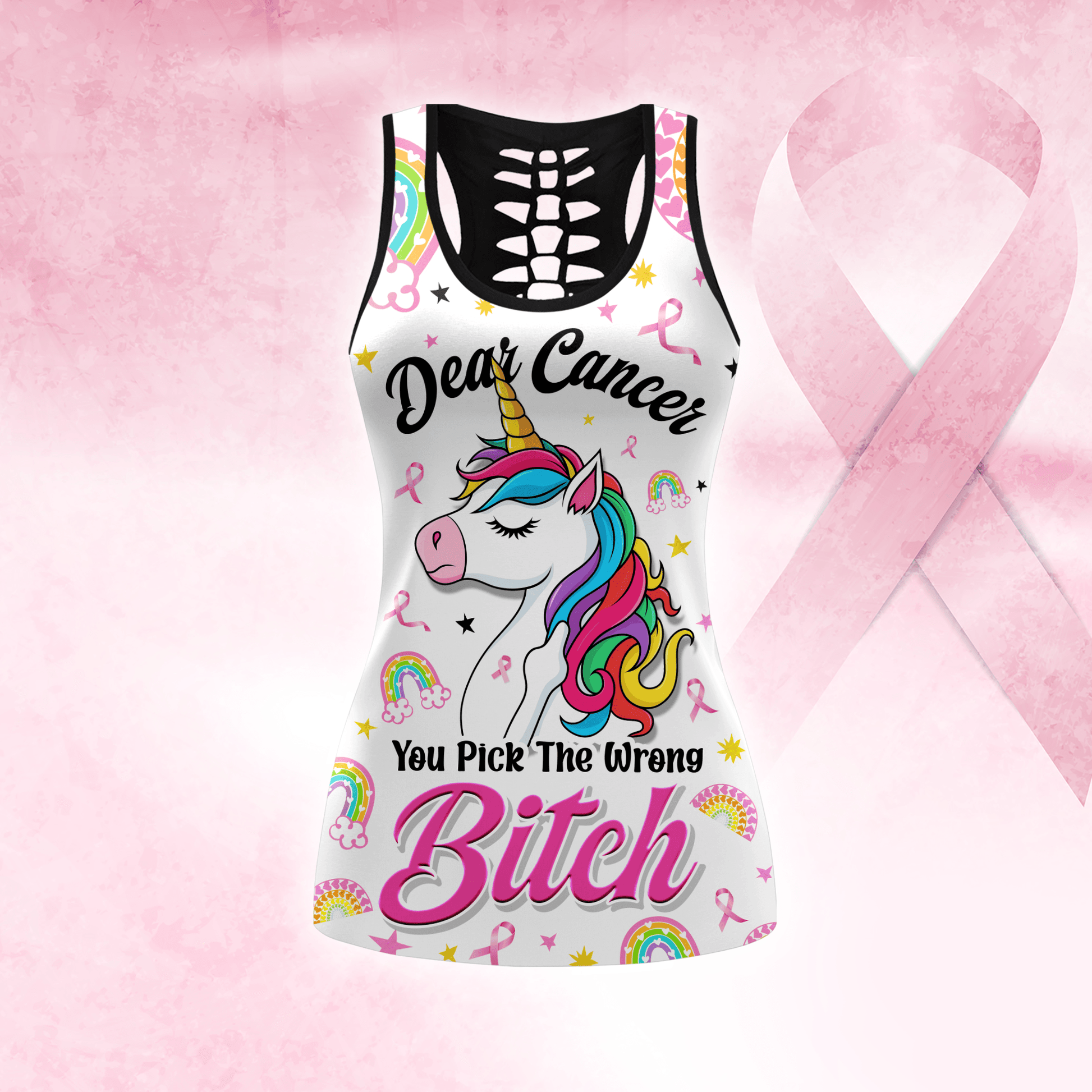 Dear Cancer, You Pick The Wrong Bitch -  Combo Legging Breast Cancer Awareness, Custom Choo