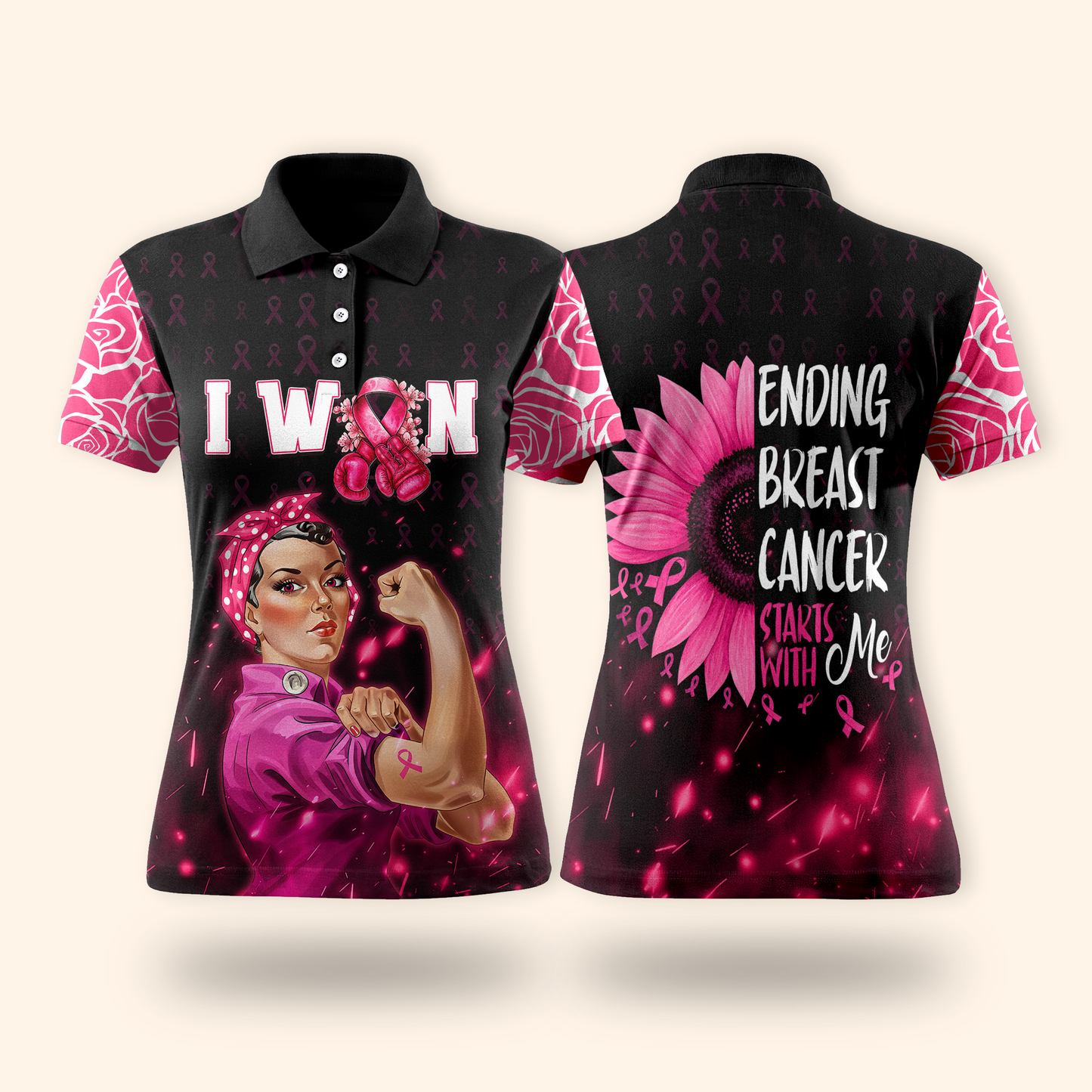 "I Won" Pink Ribbon Fighter Rosie the Riveter