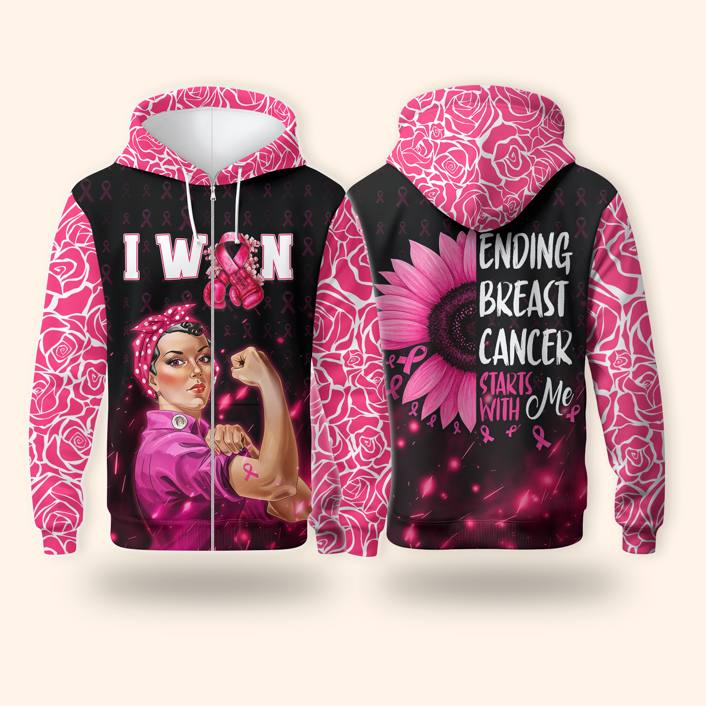 "I Won" Pink Ribbon Fighter Rosie the Riveter