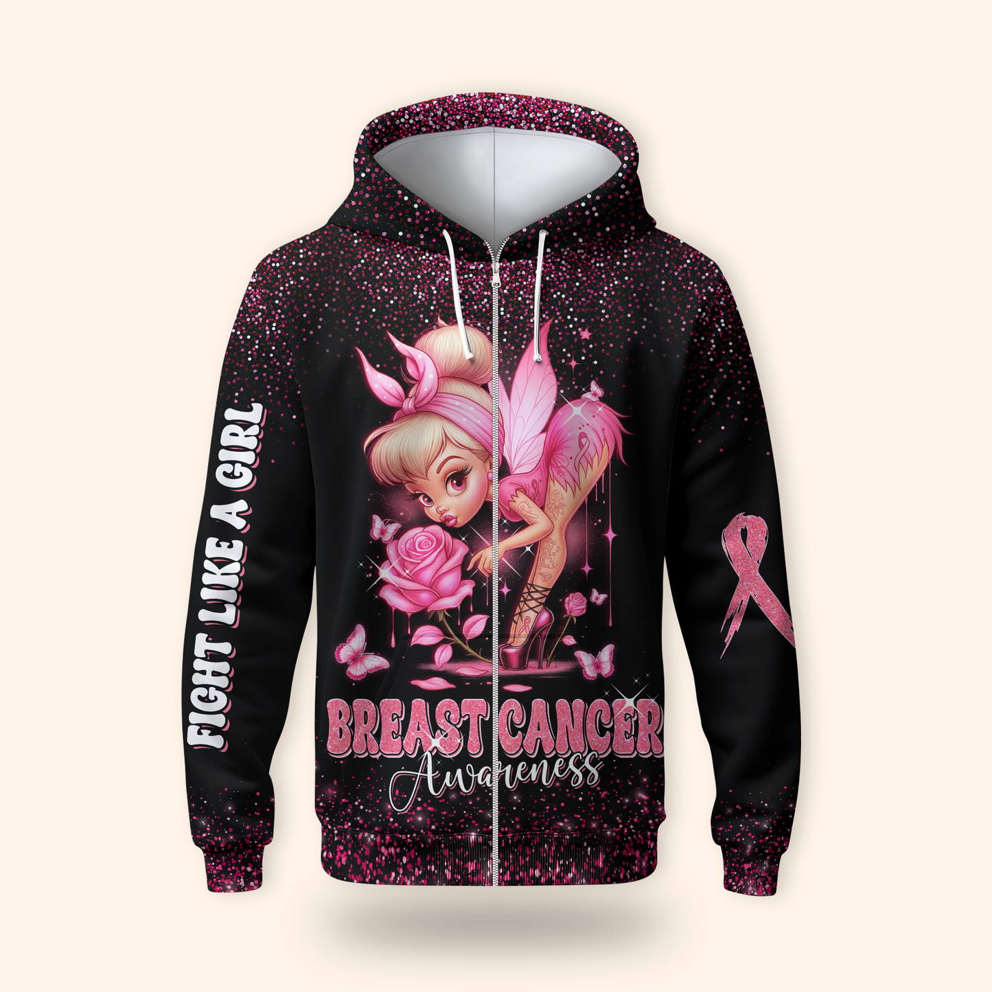 Pink Fairy Fight Like A Girl - Breast Cancer Awareness Shirt