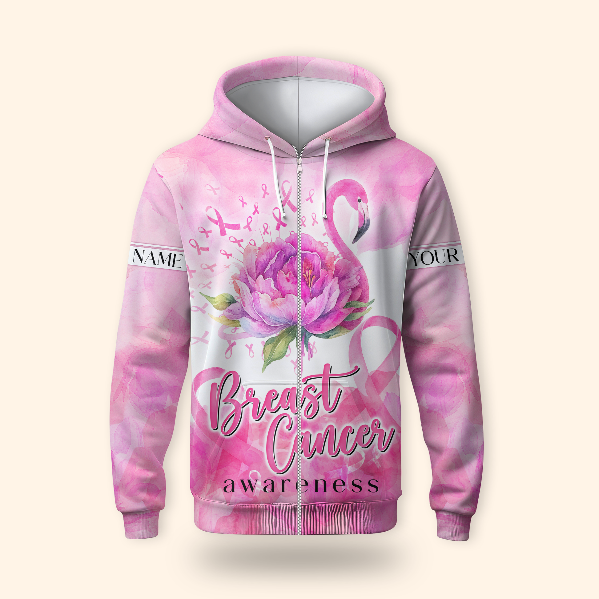 Personalized Flamingo Breast Cancer Awareness, Custom Choo