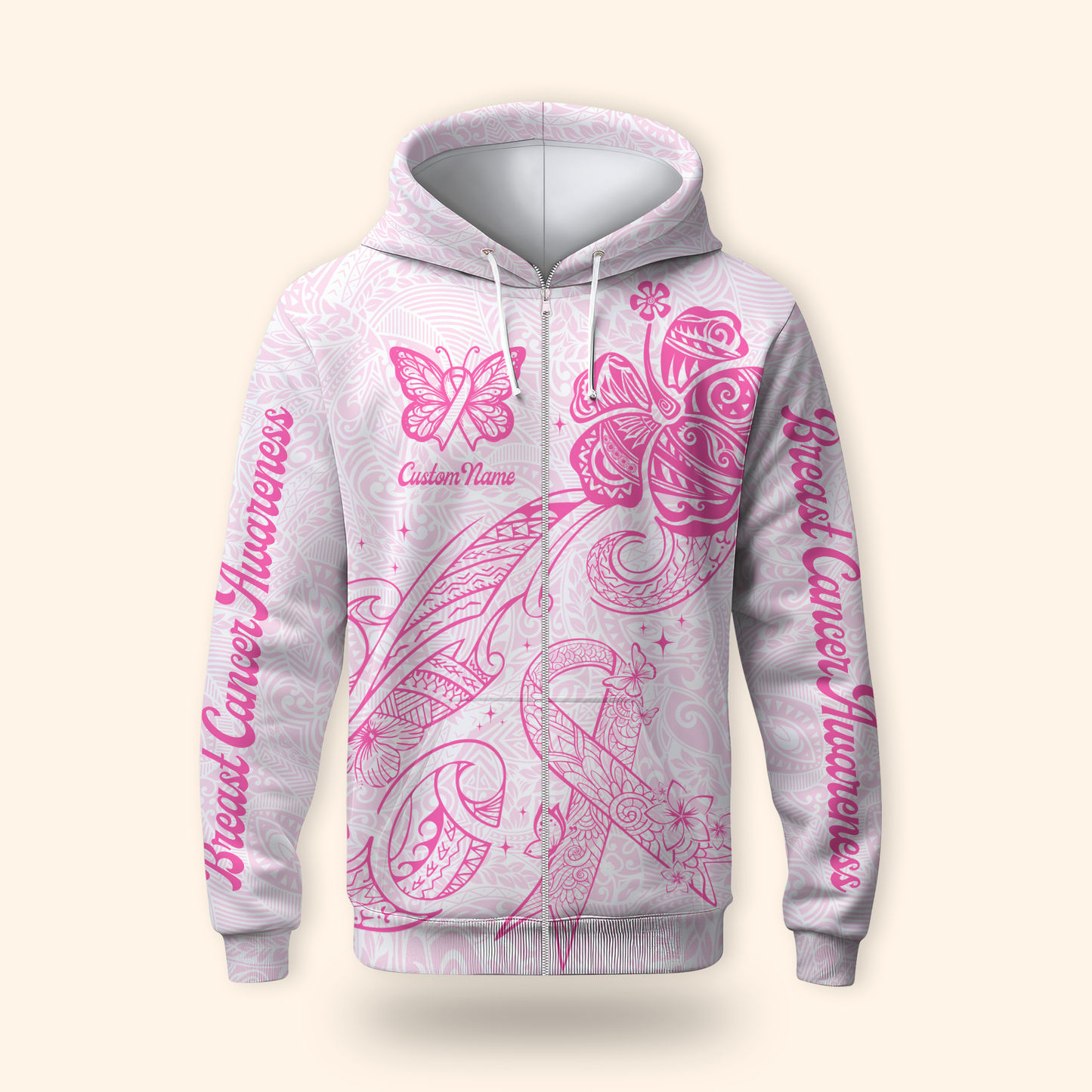 Custom Name Maori Pattern - Breast Cancer Awareness Shirt