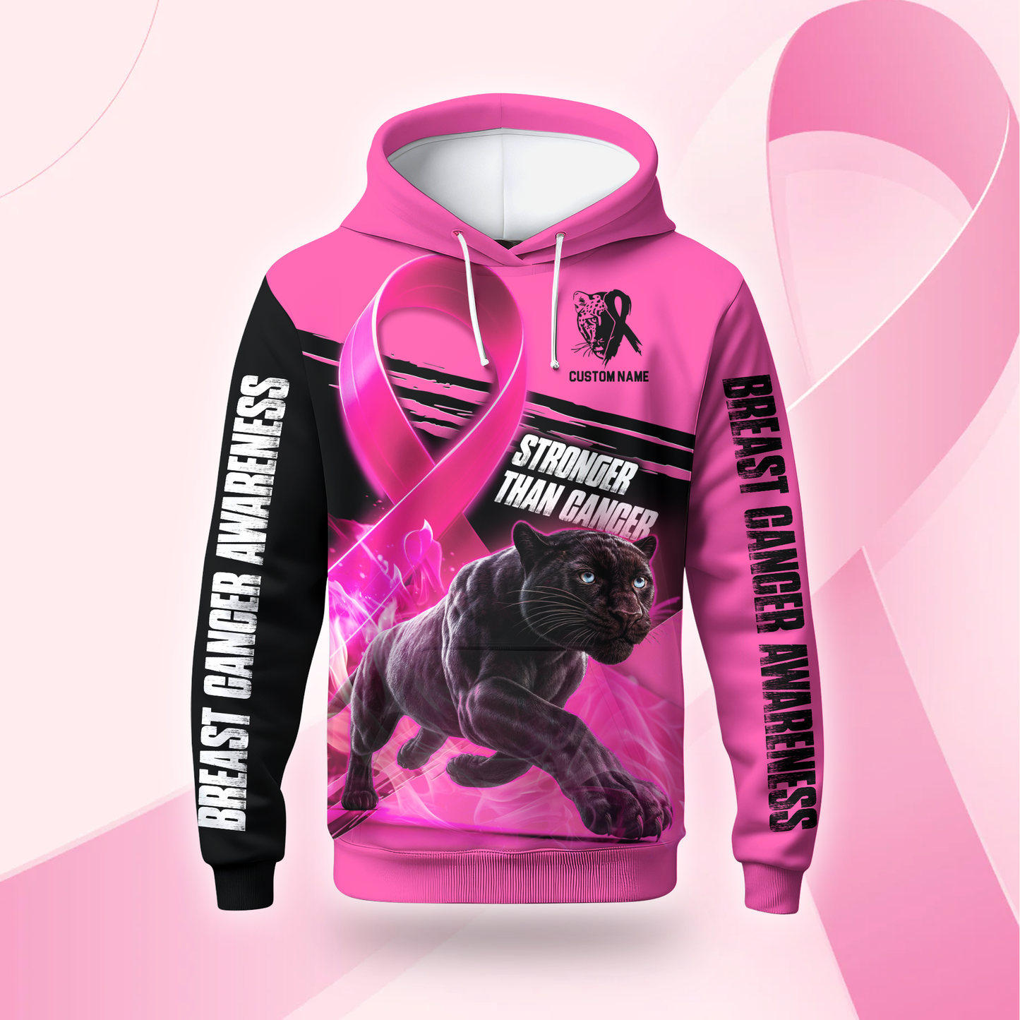 Personalized Stronger Than Cancer Panther - Breast Cancer Awareness Shirt, Custom Choo