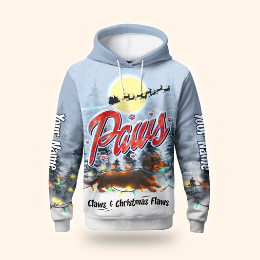 Paws Claws & Christmas Flaws Hoodie – Personalized Dachshund Christmas Dog Lover Gift