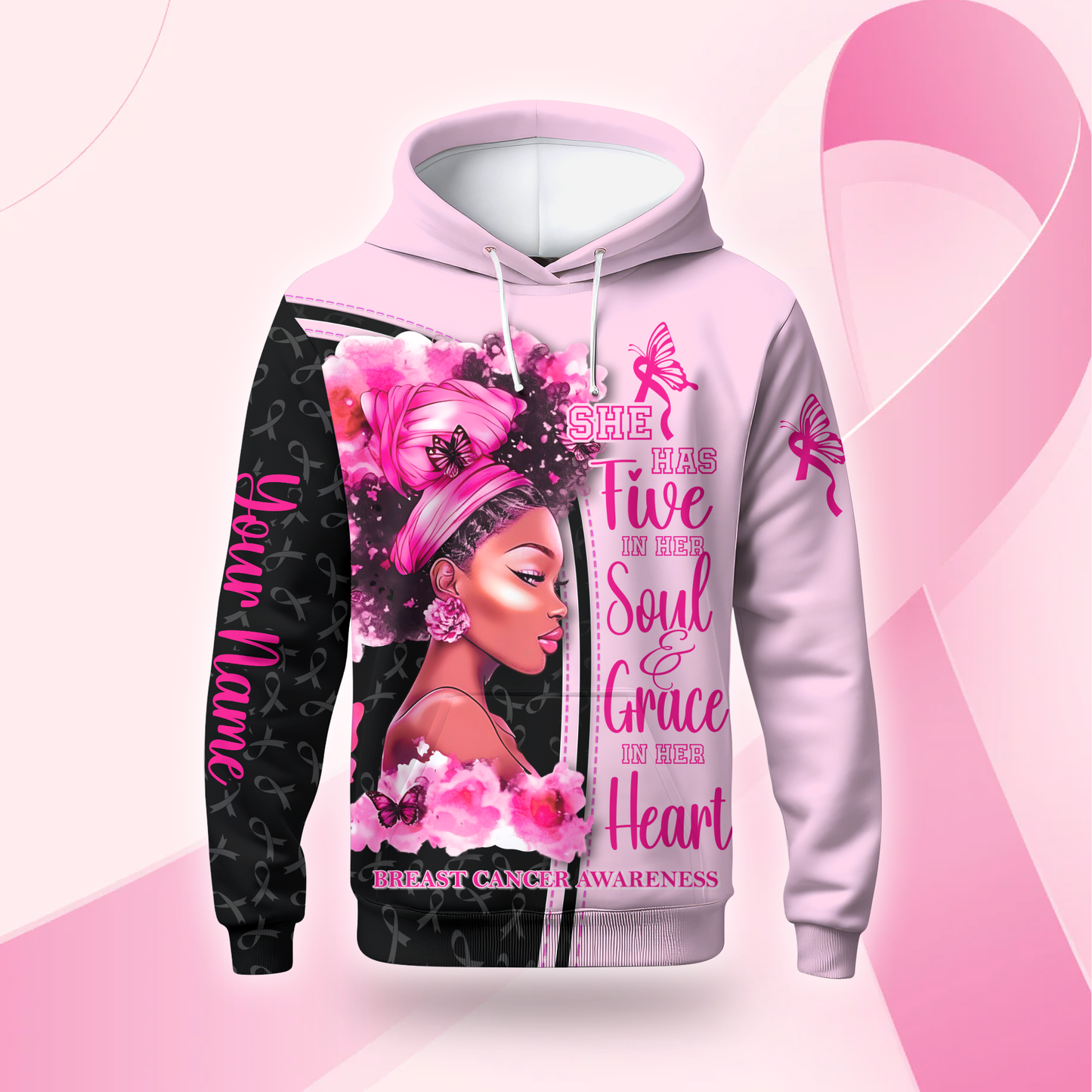 Personalized Breast Cancer Awareness Shirt for Black Women