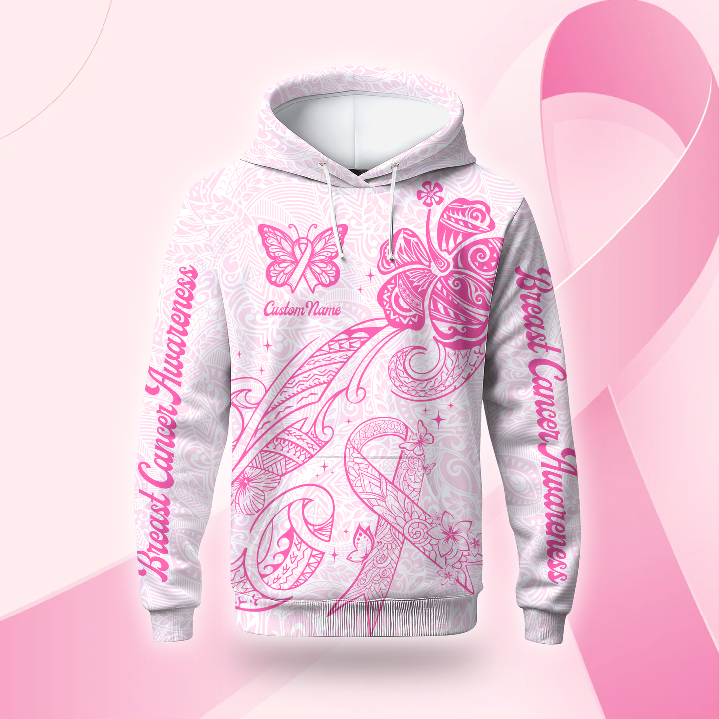 Custom Name Maori Pattern - Breast Cancer Awareness Shirt