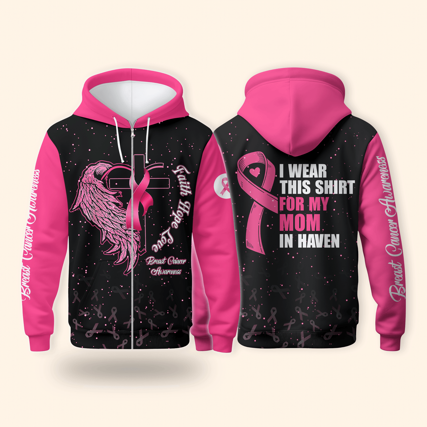 Faith Hope Love For My Mom In Heven - Breast Cancer Awareness Shirt