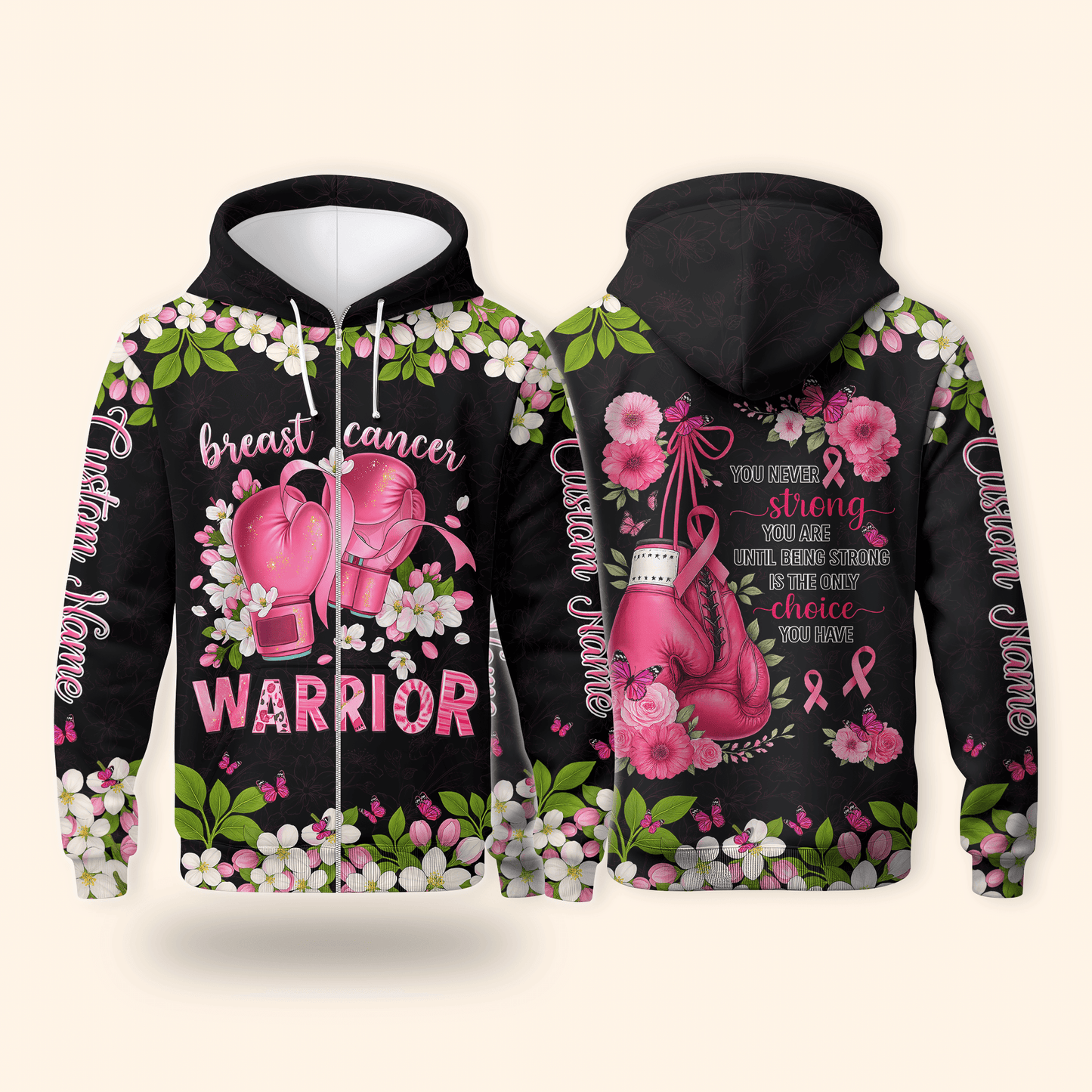 Personalized Floral Fight Like Warrior - Breast Cancer Awareness Shirt