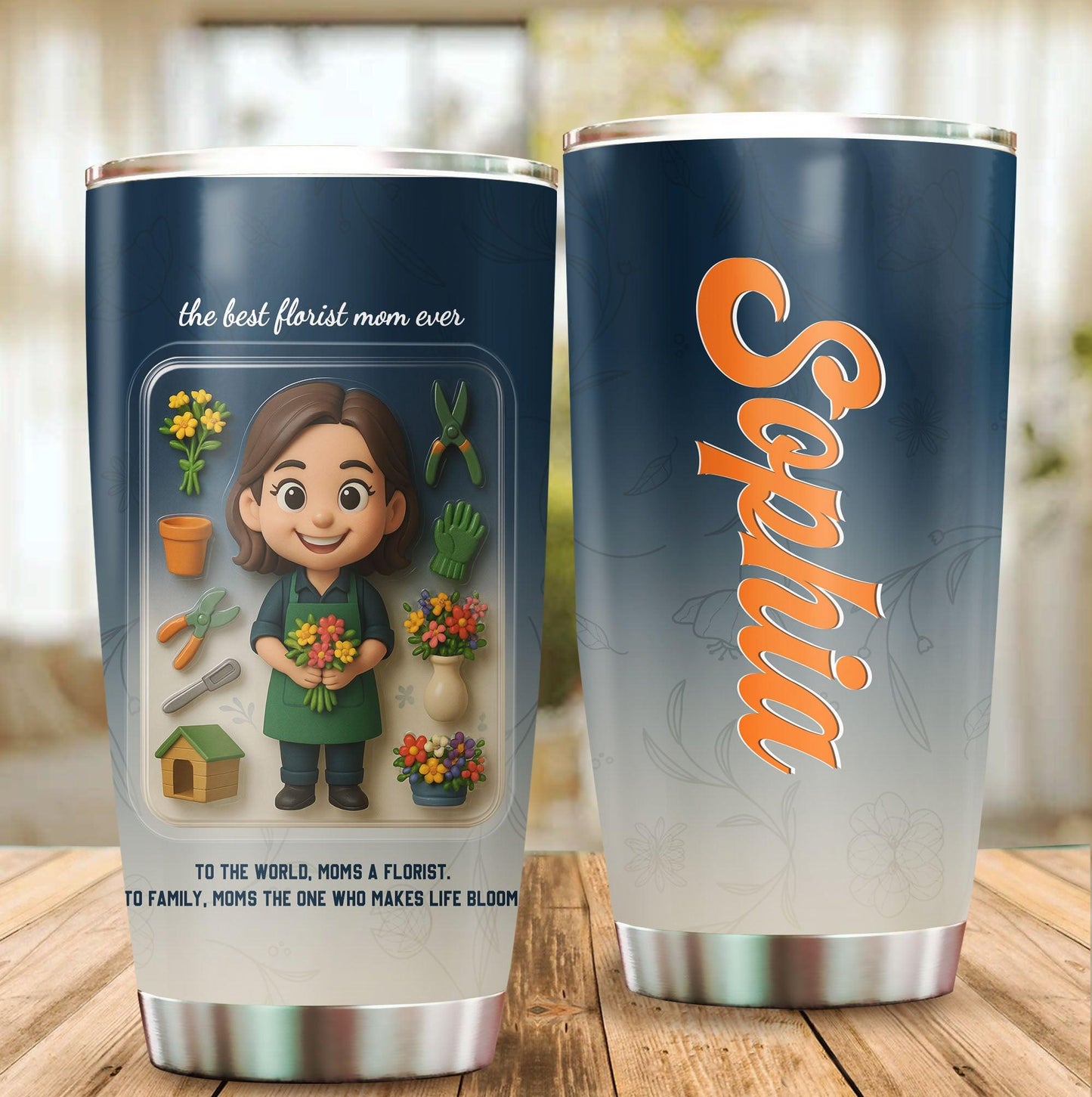 Florist Mom Mother's Day Gift - Custom Chibi Photo & Name – Personalized 20oz Tumbler - Custom Choo