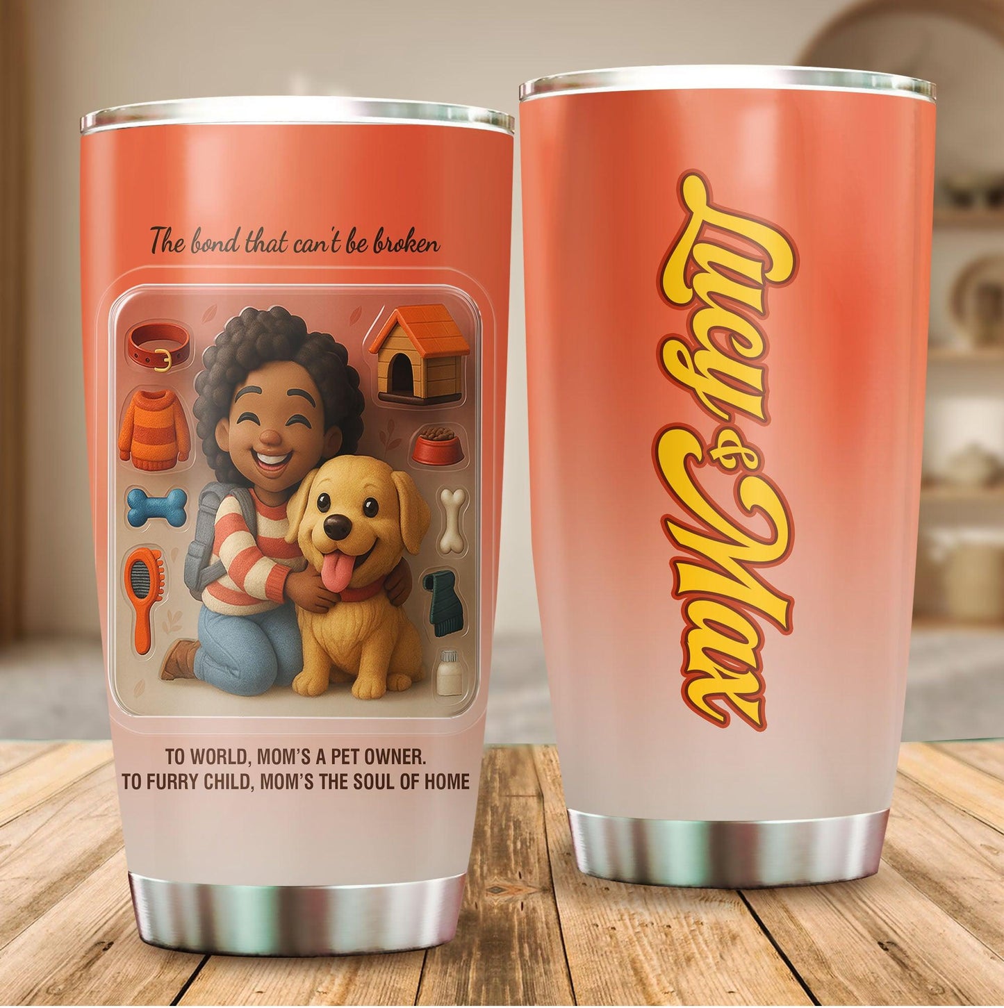 Dog Mom Mother's Day Gift - Custom Chibi Photo & Name – Personalized 20oz Tumbler, Custom Choo