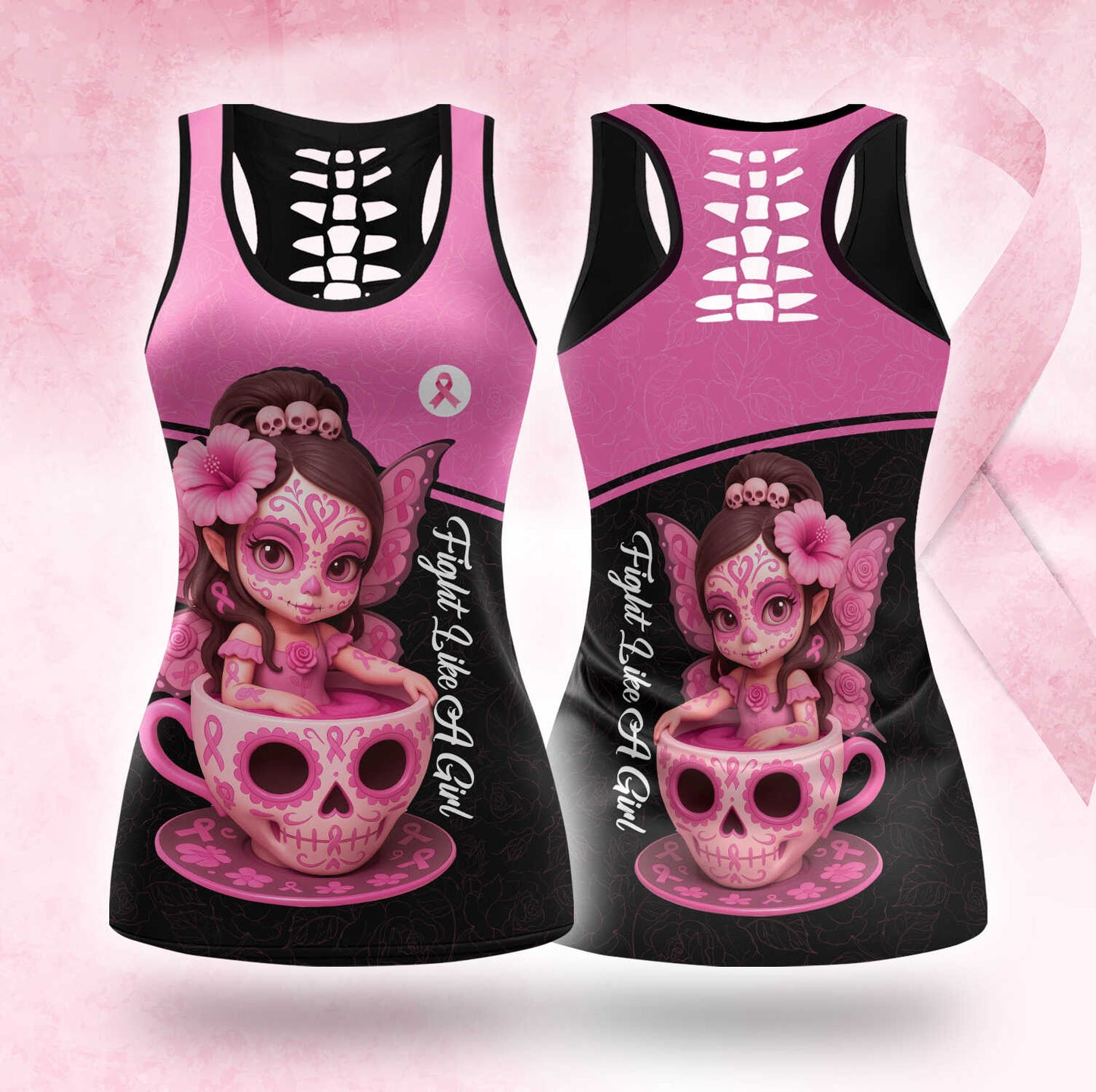 Fight Like a Girl - Breast Cancer Awareness Tank Top & Leggings Set