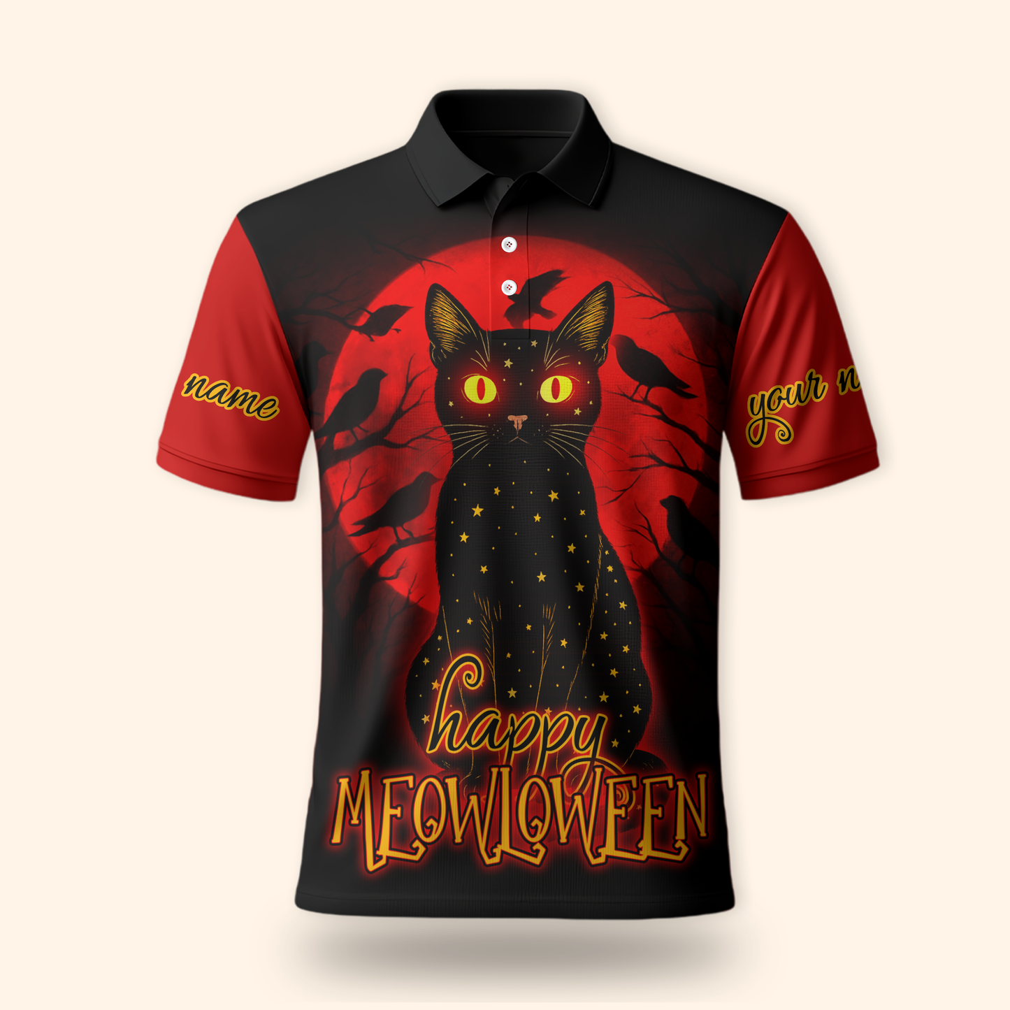 Personalized Happy Mewloween Black Cat