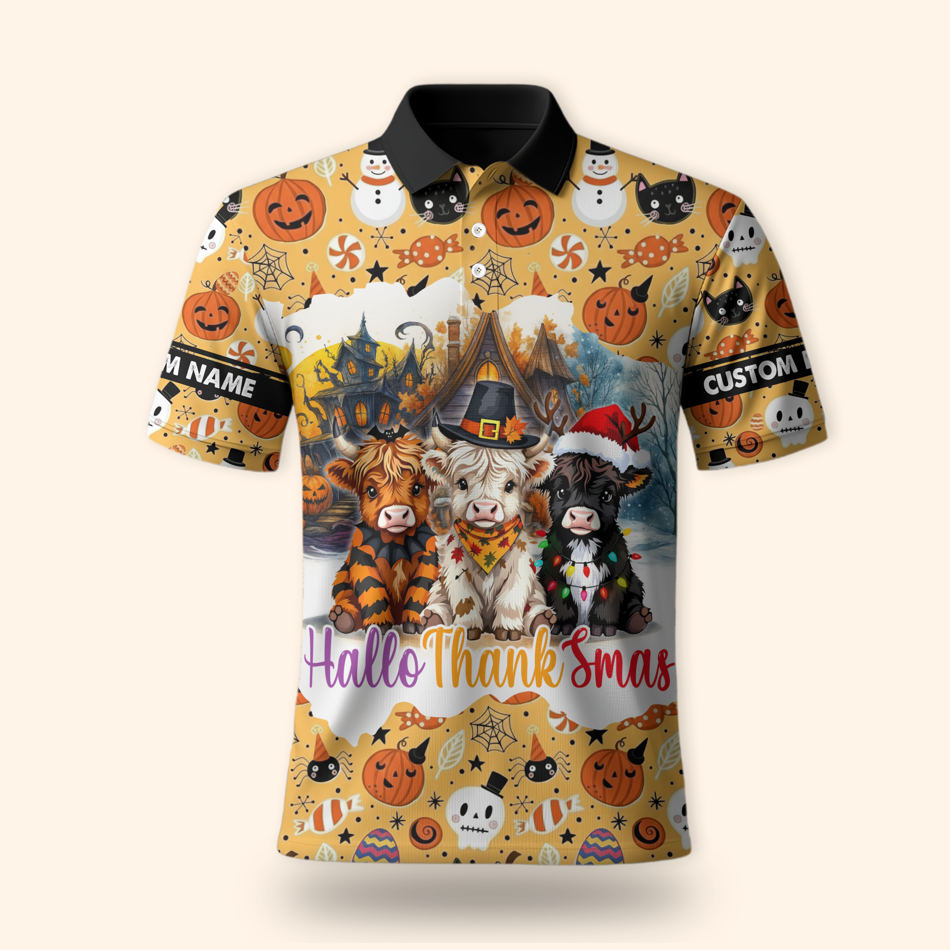 HalloThanksmas Hoodie – Funny Cow Family Halloween Thanksgiving Christmas Sweater, Custom Choo