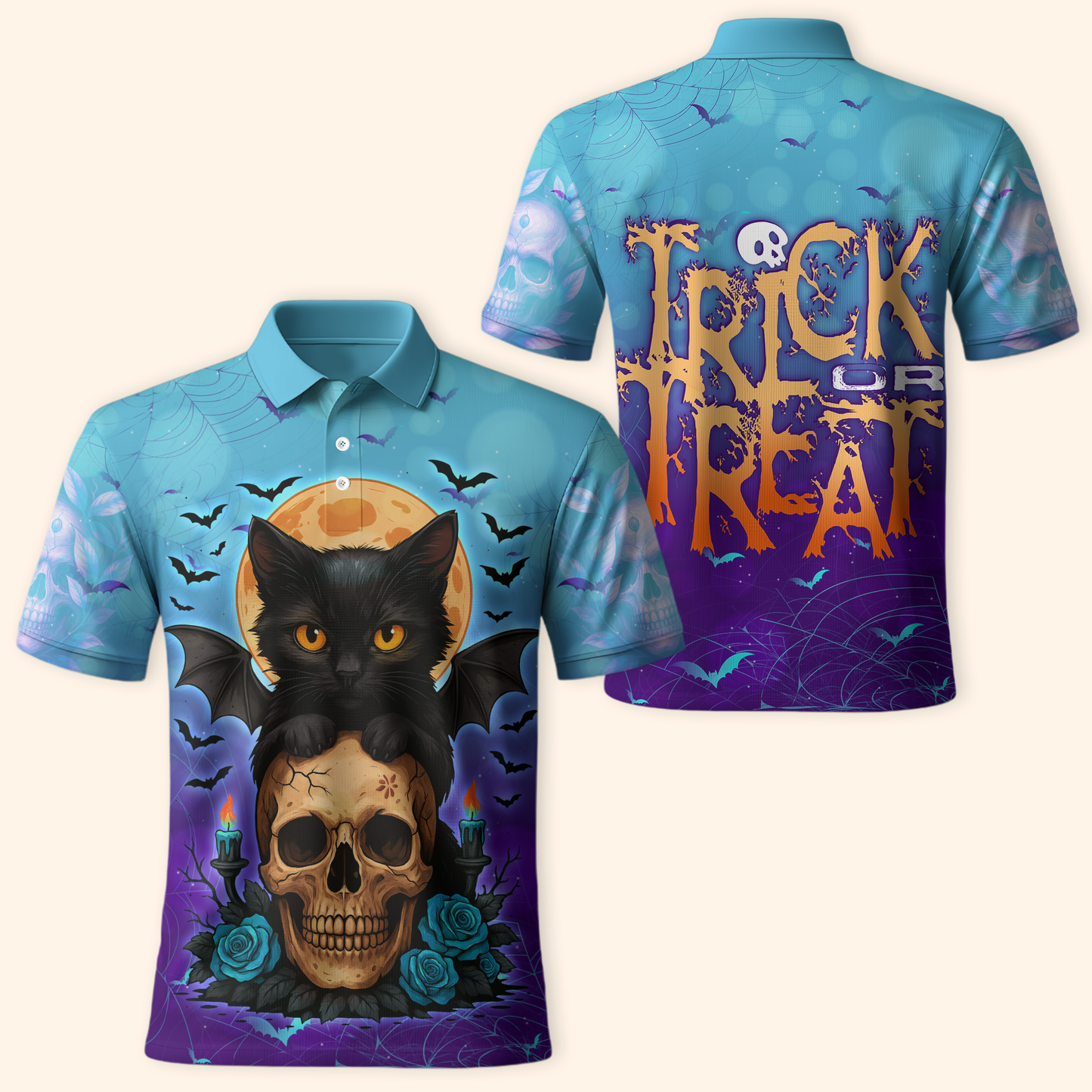 Midnight Spell Black Cat & Skull shirt, Custom Choo