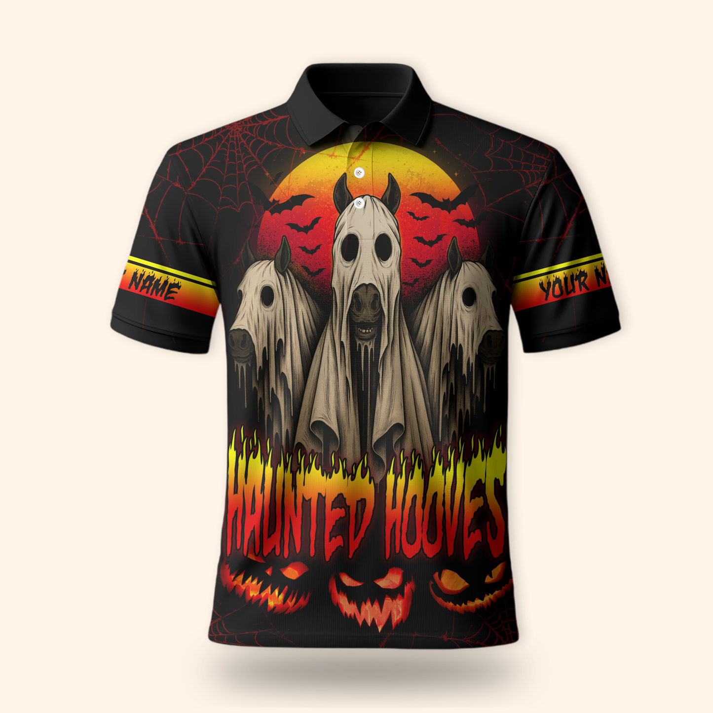 Personalized Haunted Hooves Hoodie – Ghost Horse Halloween Zip Up Jacket, Custom Choo