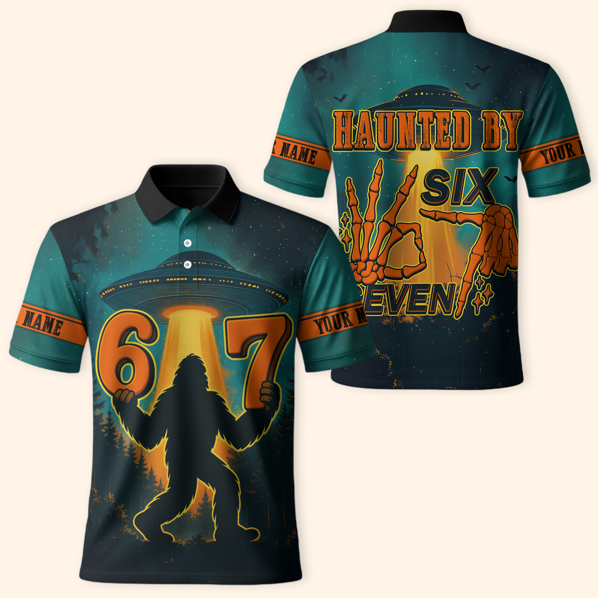 Personalized Bigfoot Hoodie – Haunted by 67 Alien UFO Halloween Zip Up, Custom Choo