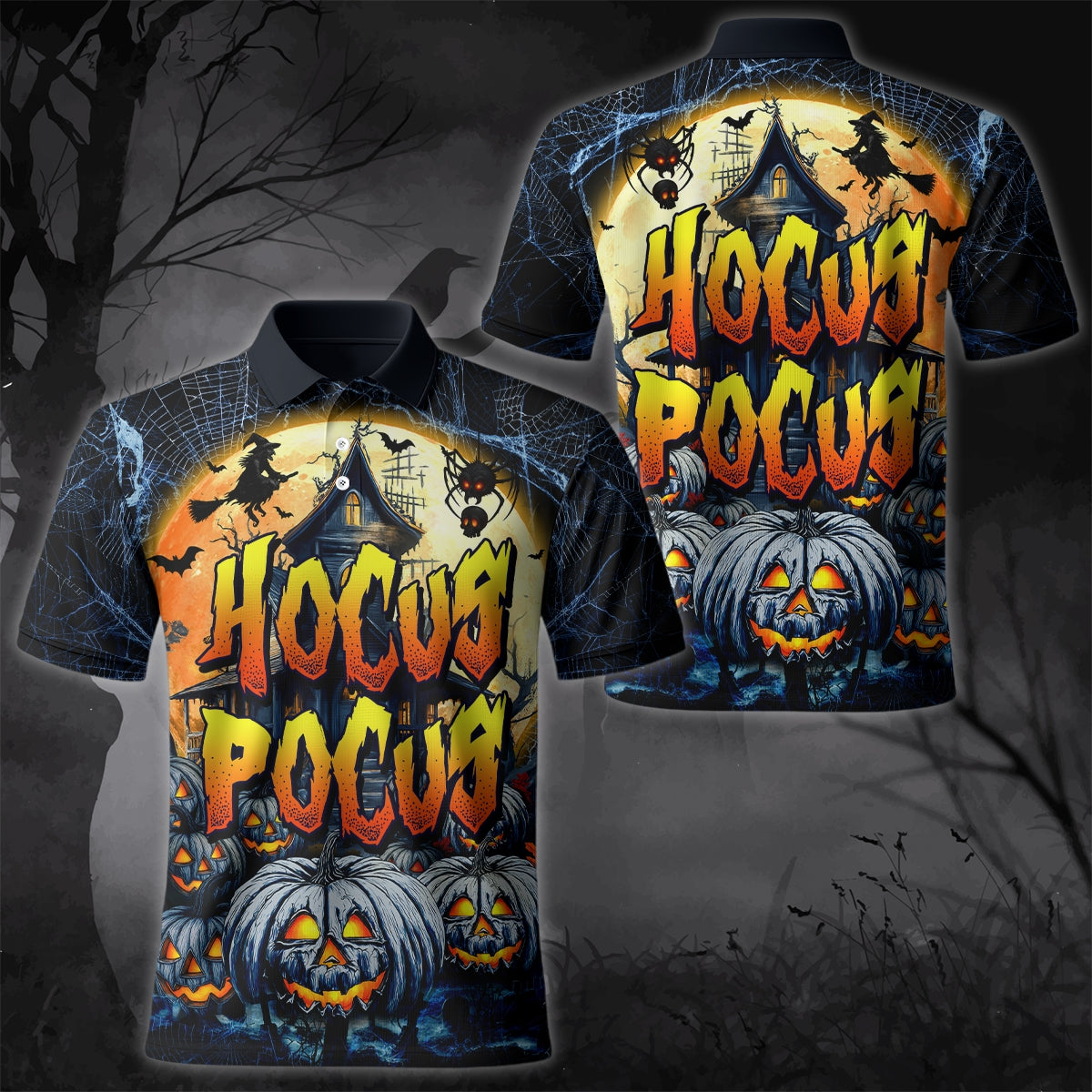 Hocus Pocus Halloween Shirt – Spooky Pumpkins & Haunted House Design