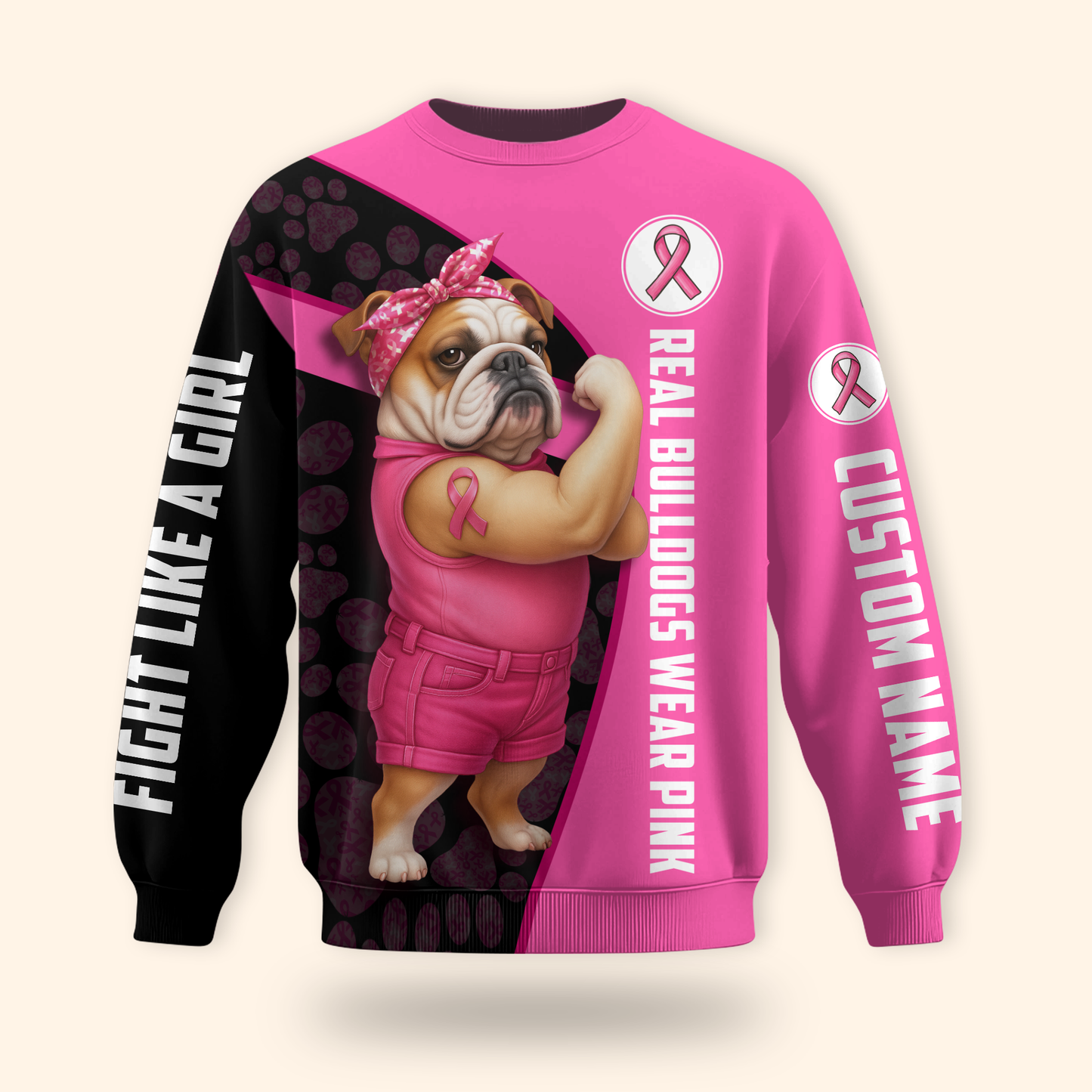 Personalized Real Bulldogs Wear Pink - Breast Cancer Awareness Shirt