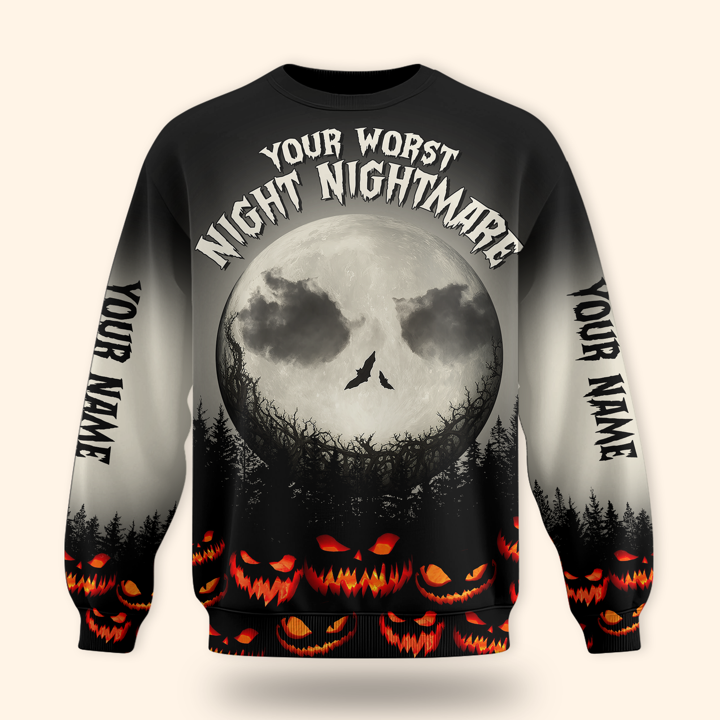 Personalized Halloween Hoodie – Your Worst Nightmare Full Moon Zip Up, Custom Choo
