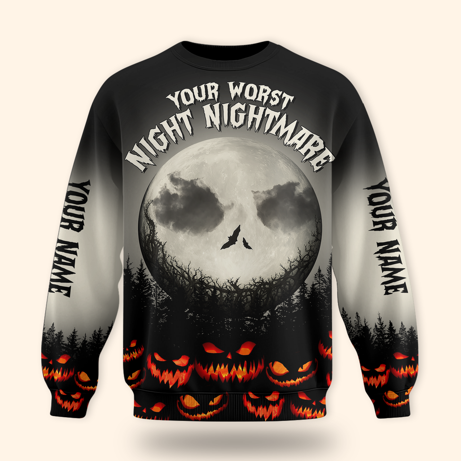Personalized Halloween Hoodie – Your Worst Nightmare Full Moon Zip Up, Custom Choo