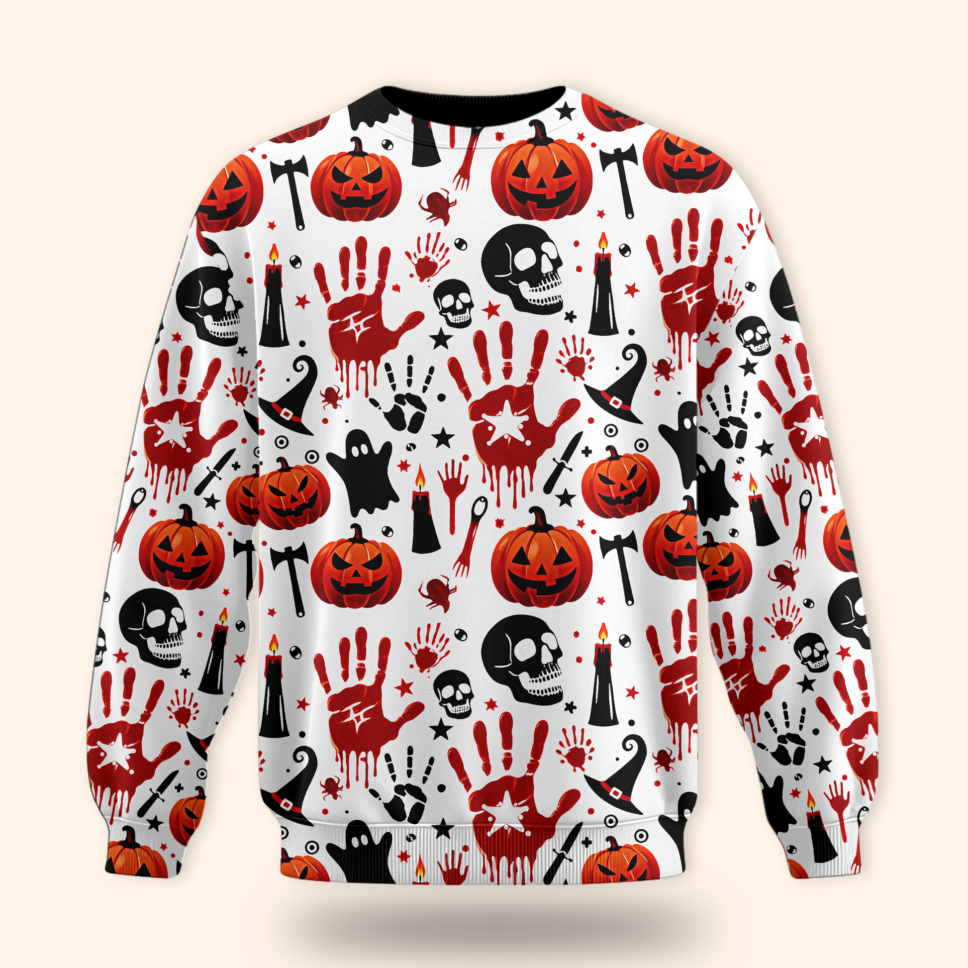 Bloody Handprint and Pumpkin Halloween shirt, Custom Choo