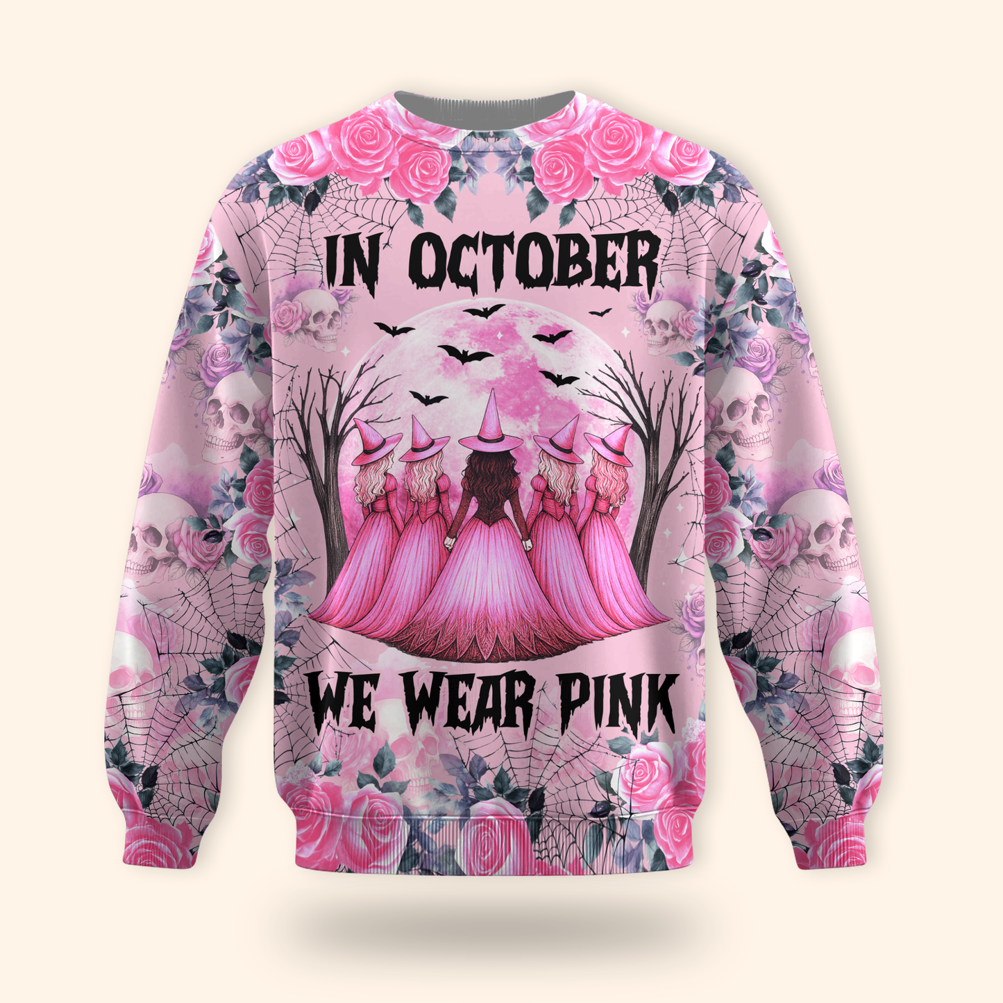 "In October We Wear Pink" Witch Hollow Back Tank Top & Skull Rose, Custom Choo