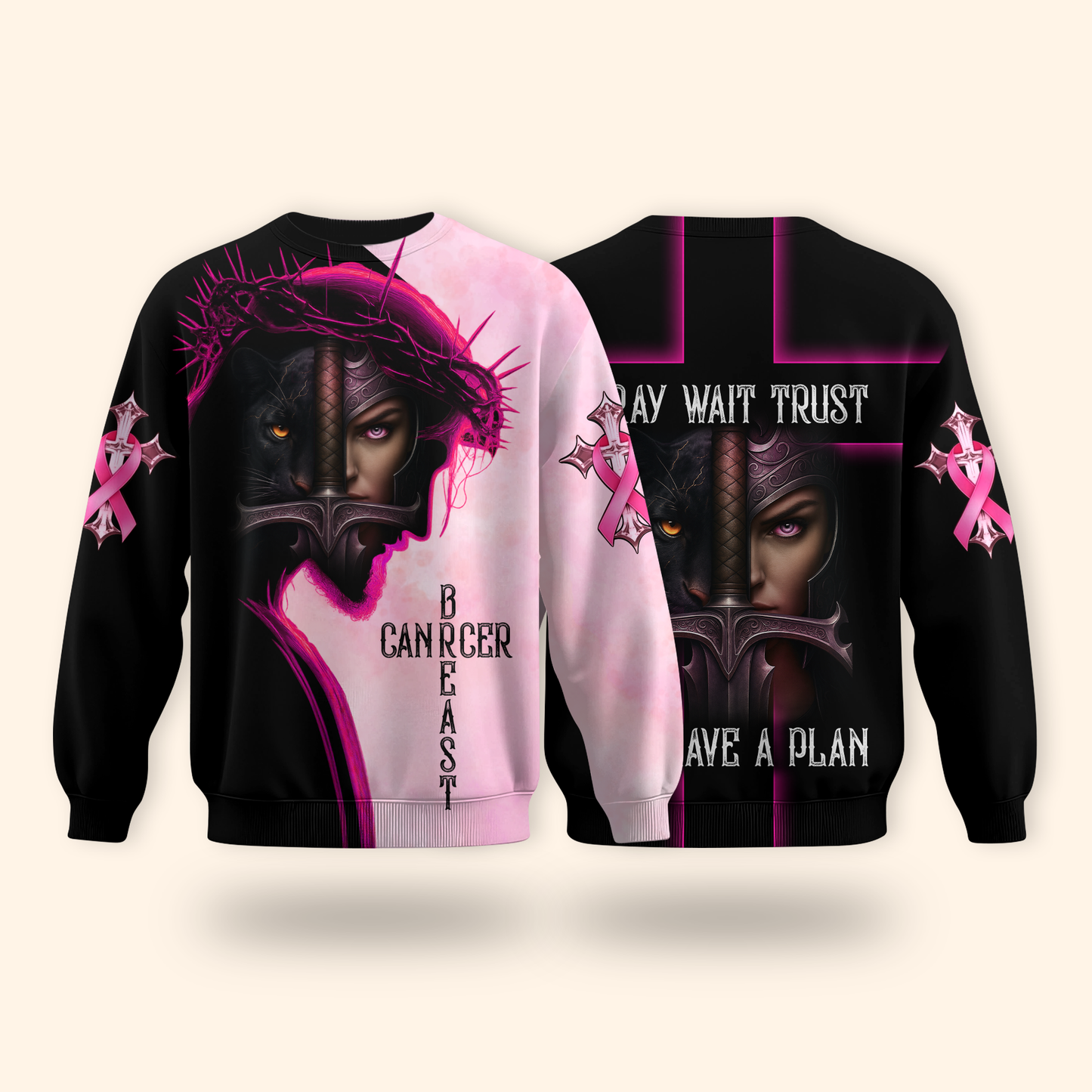 Custom Name Pink Panther Warrior Breast Cancer Awareness Outfit