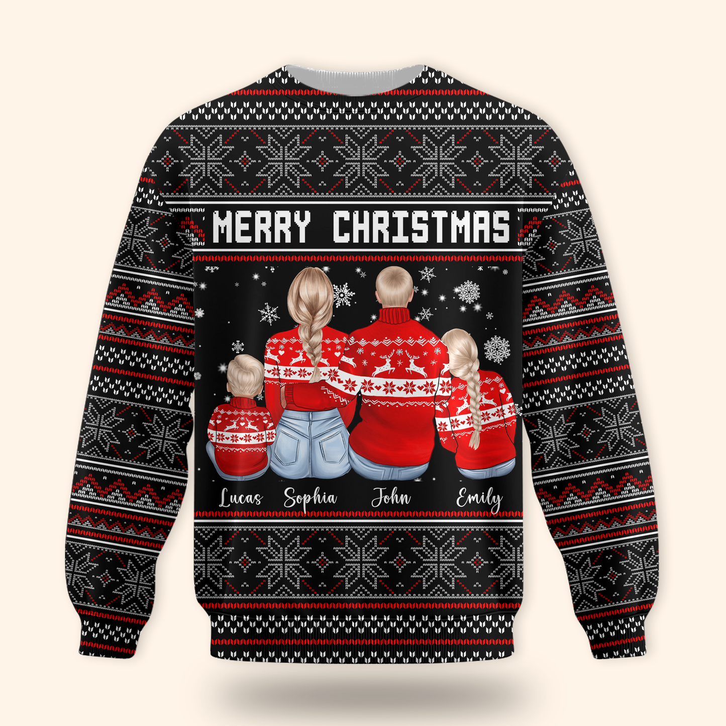 Personalized Family Christmas Hoodie – Custom Name Matching Holiday Outfit