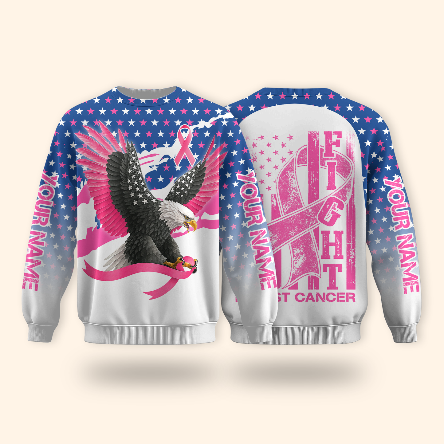 Personalized Eagle Pink Ribbon Fight Breast Cancer Awareness Shirt, Custom Choo
