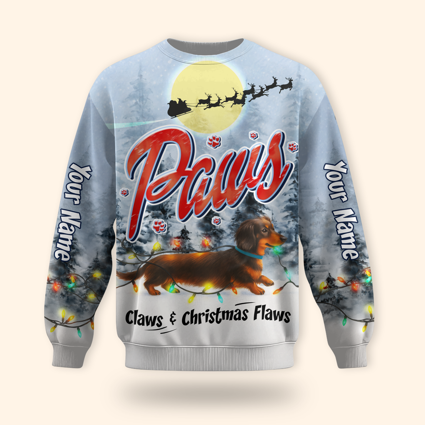 Paws Claws & Christmas Flaws Hoodie – Personalized Dachshund Christmas Dog Lover Gift