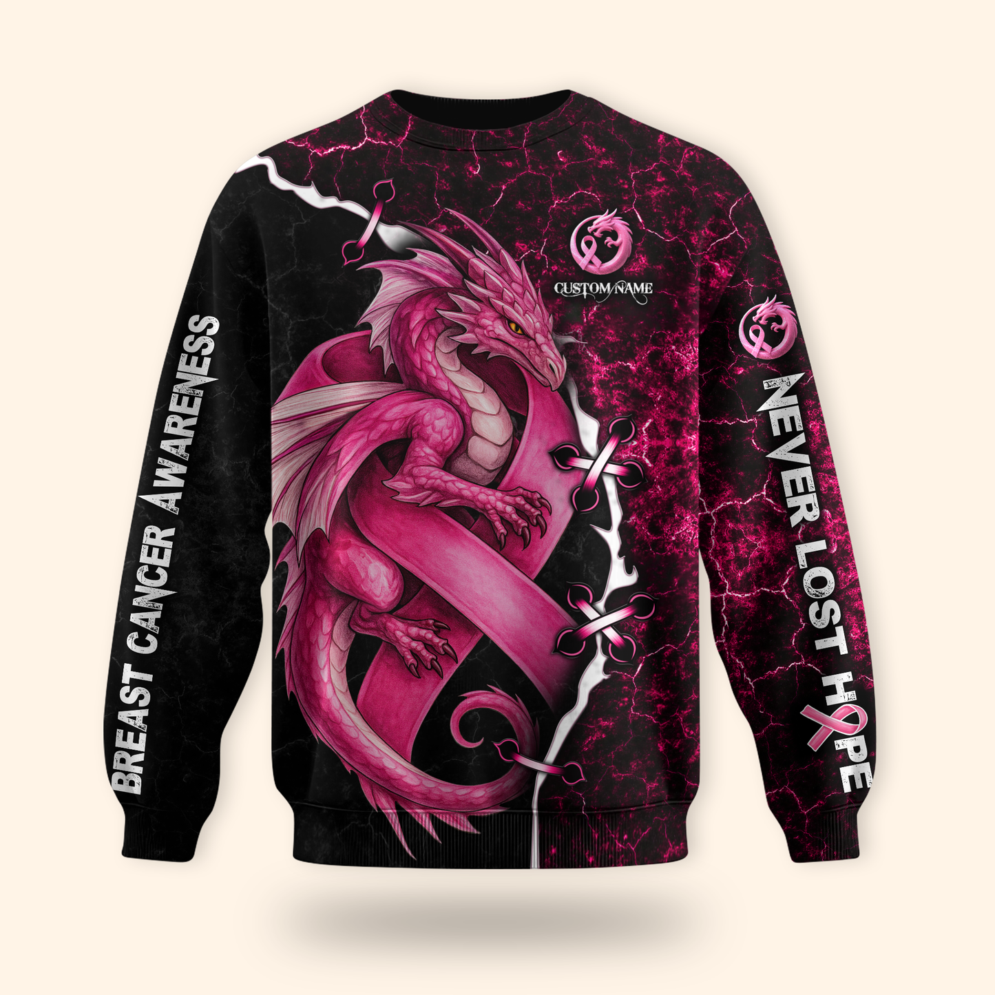 Breast Cancer Awareness Pink Dragon Hoodie – Women’s Gym & Yoga Outfit, Custom Choo