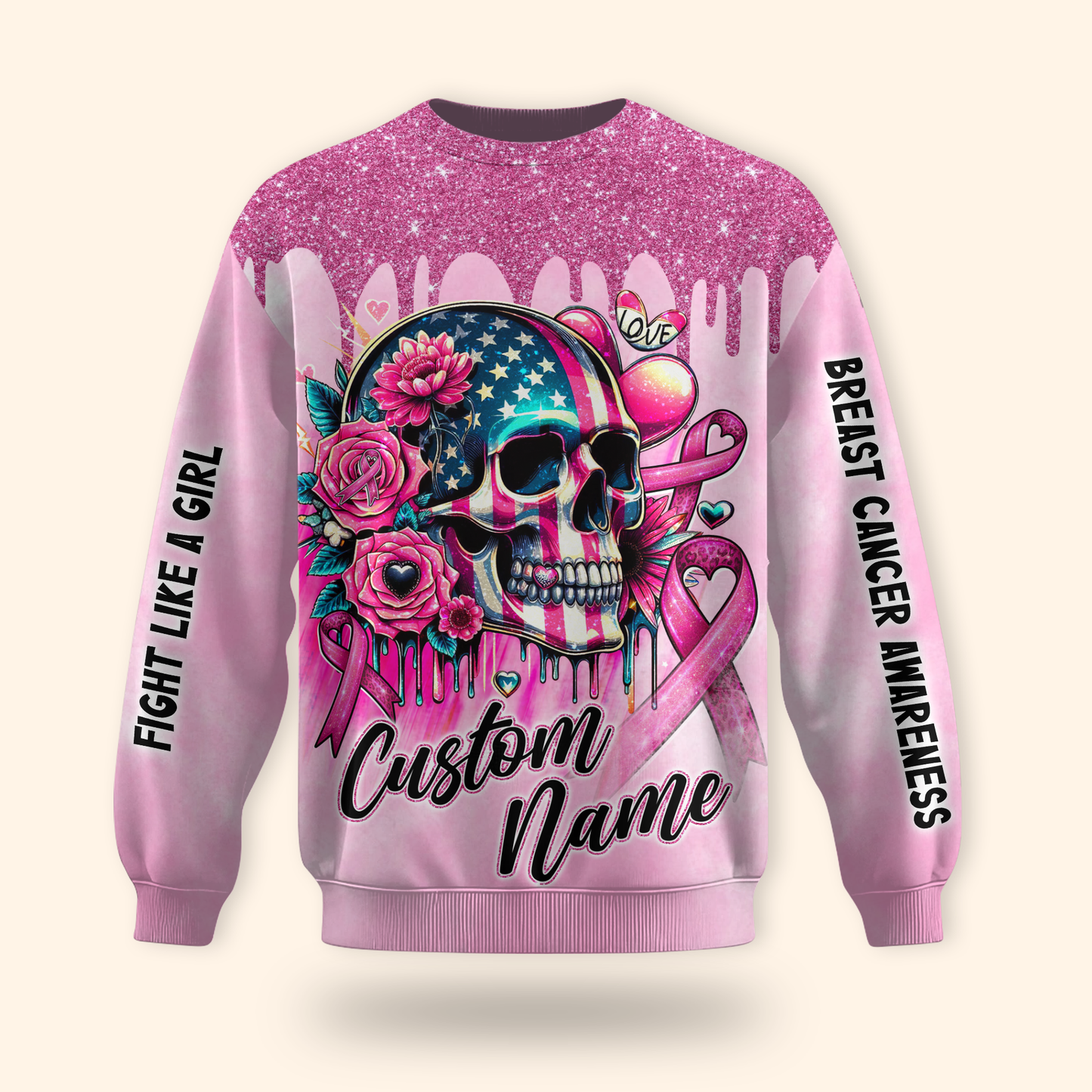 Fight Like A Girl, Breast Cancer Skull - Breast Cancer Awareness Shirt