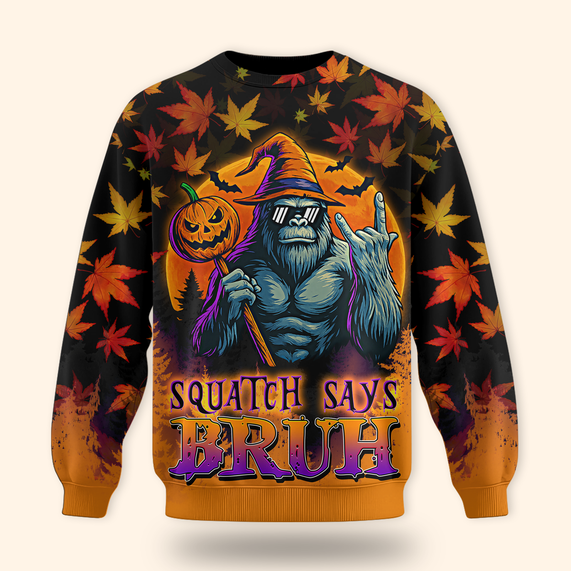 Bigfoot Witch Halloween Pumpkin shirt, Custom Choo