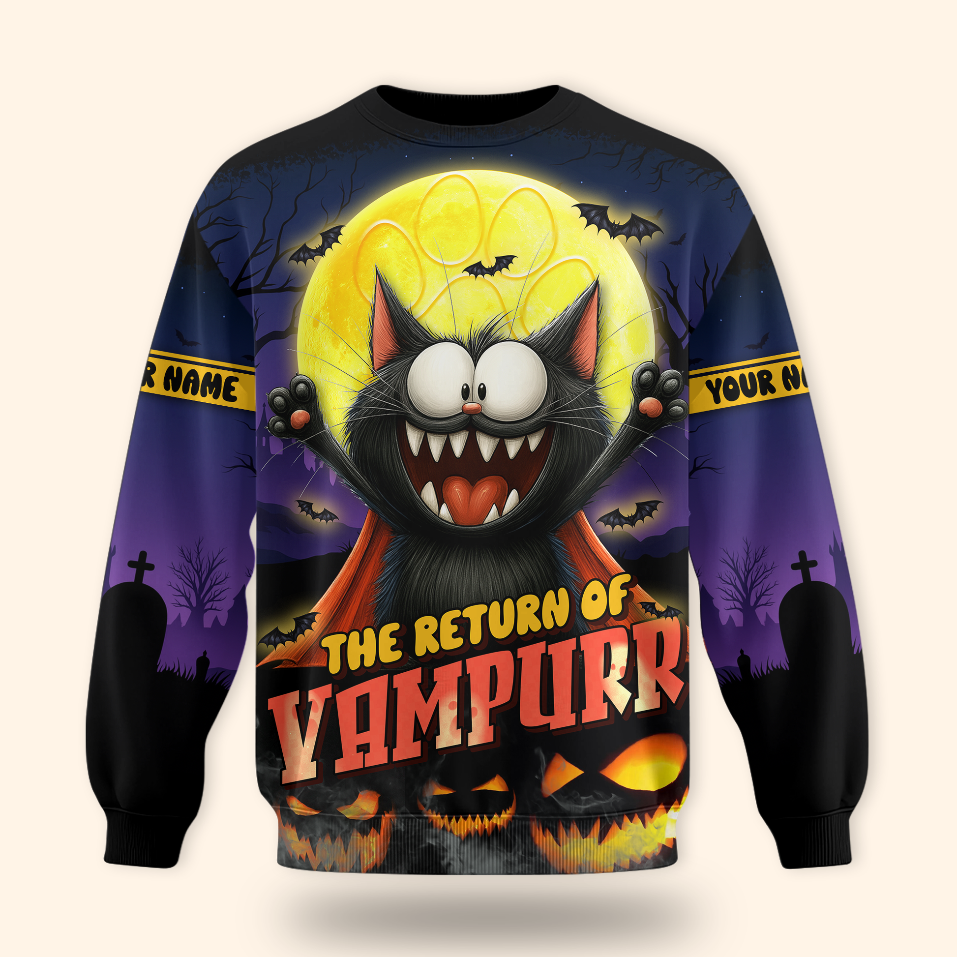 Personalized Vampurr Hoodie – The Return of Vampurr Funny Cat Halloween Zip Up, Custom Choo