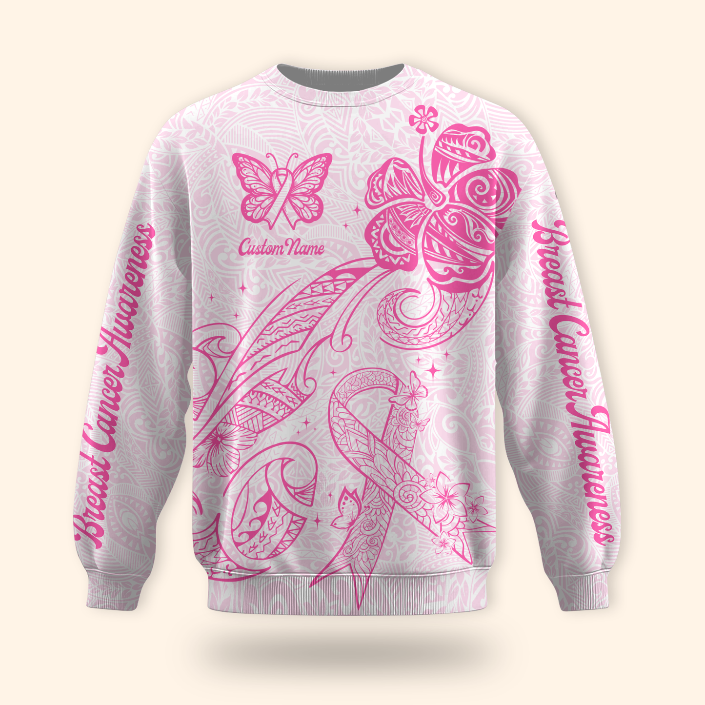Custom Name Maori Pattern - Breast Cancer Awareness Shirt