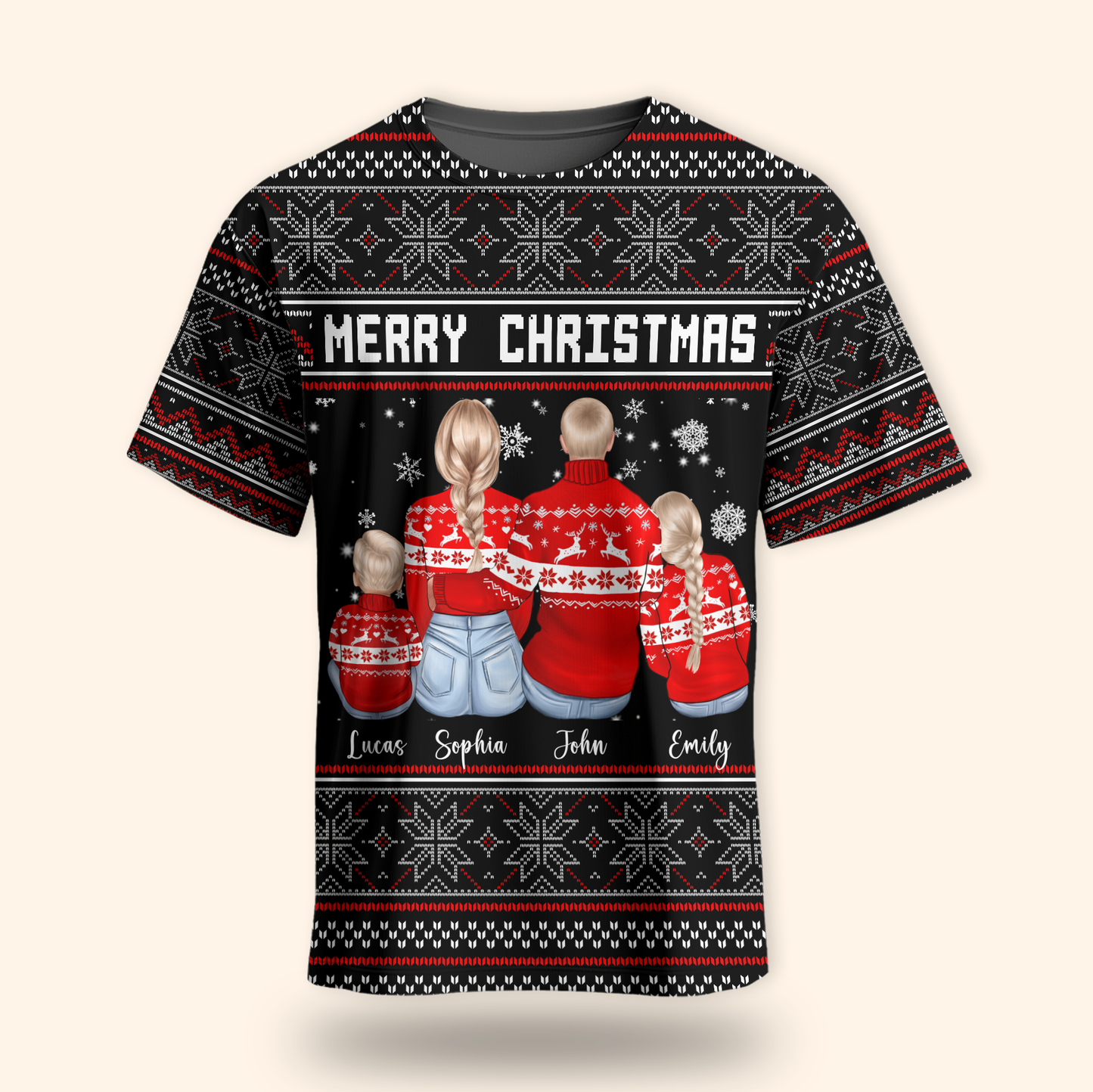 Personalized Family Christmas Hoodie – Custom Name Matching Holiday Outfit