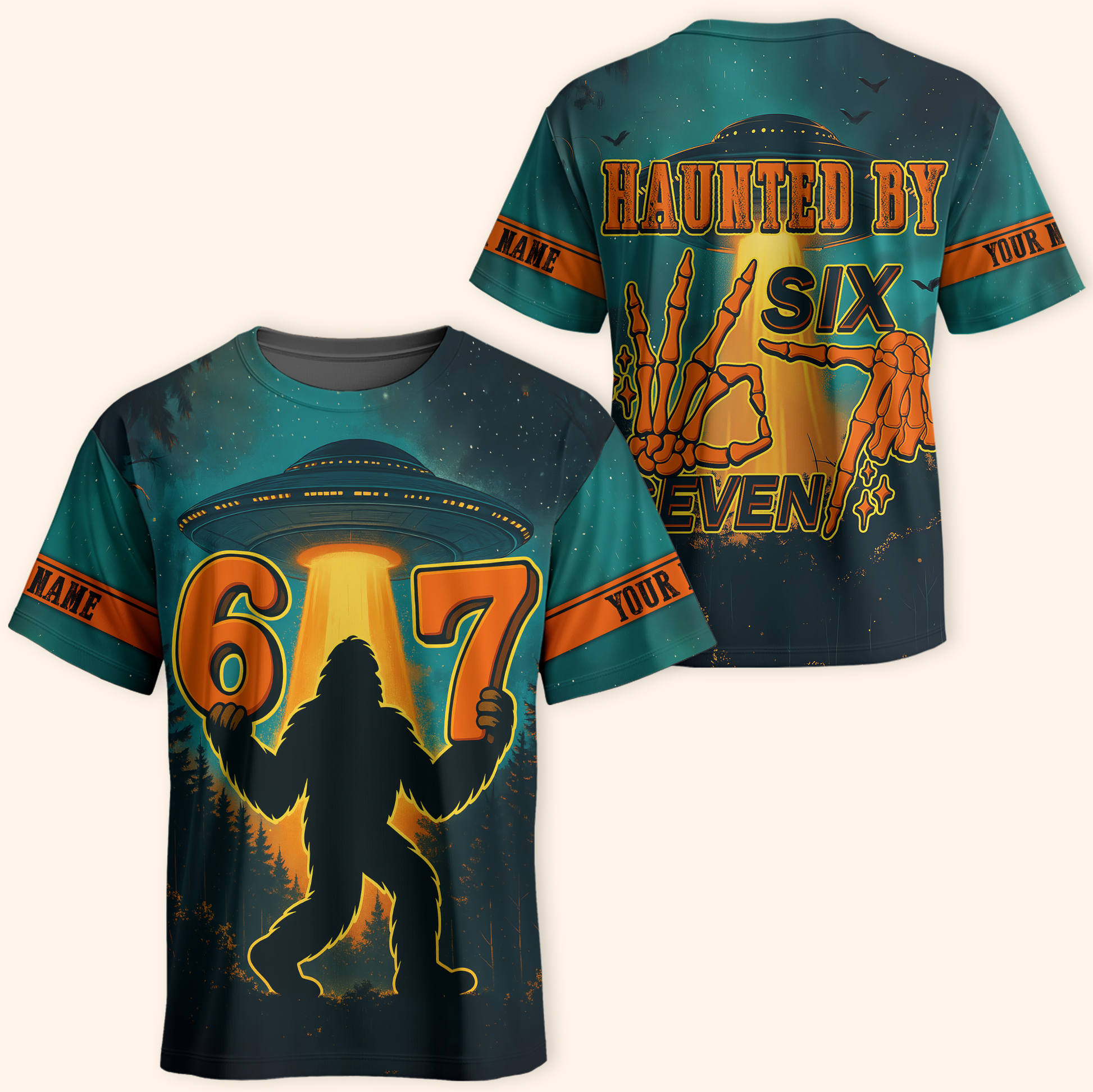 Personalized Bigfoot Hoodie – Haunted by 67 Alien UFO Halloween Zip Up, Custom Choo
