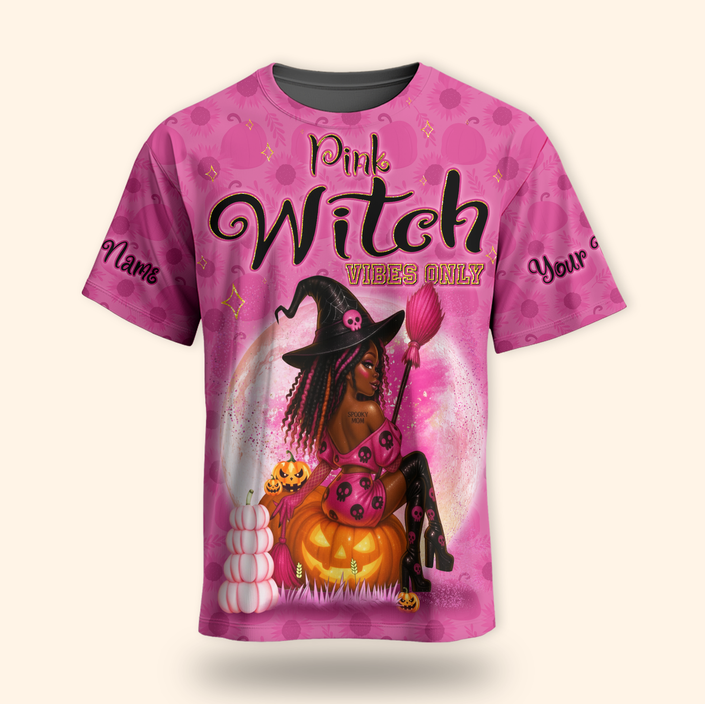 Personalized Pink Witch Hoodie – Halloween Witch Girl Pumpkin Zip Up Sweatshirt, Custom Choo