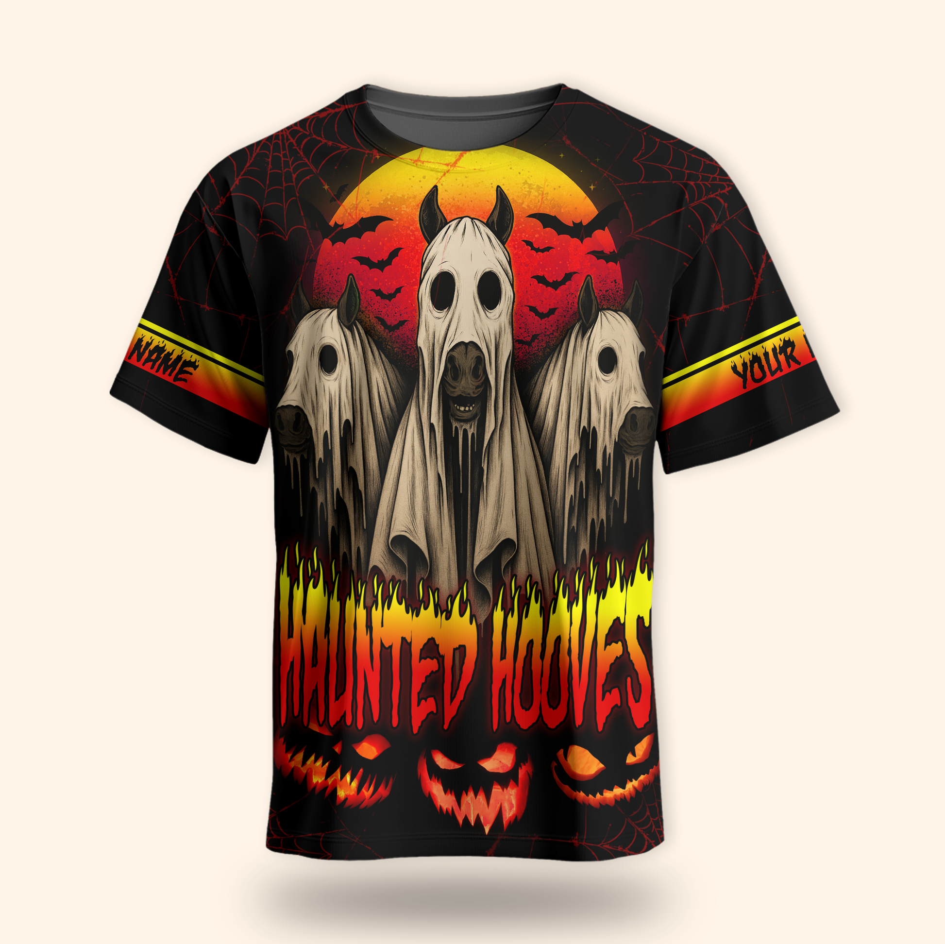 Personalized Haunted Hooves Hoodie – Ghost Horse Halloween Zip Up Jacket, Custom Choo